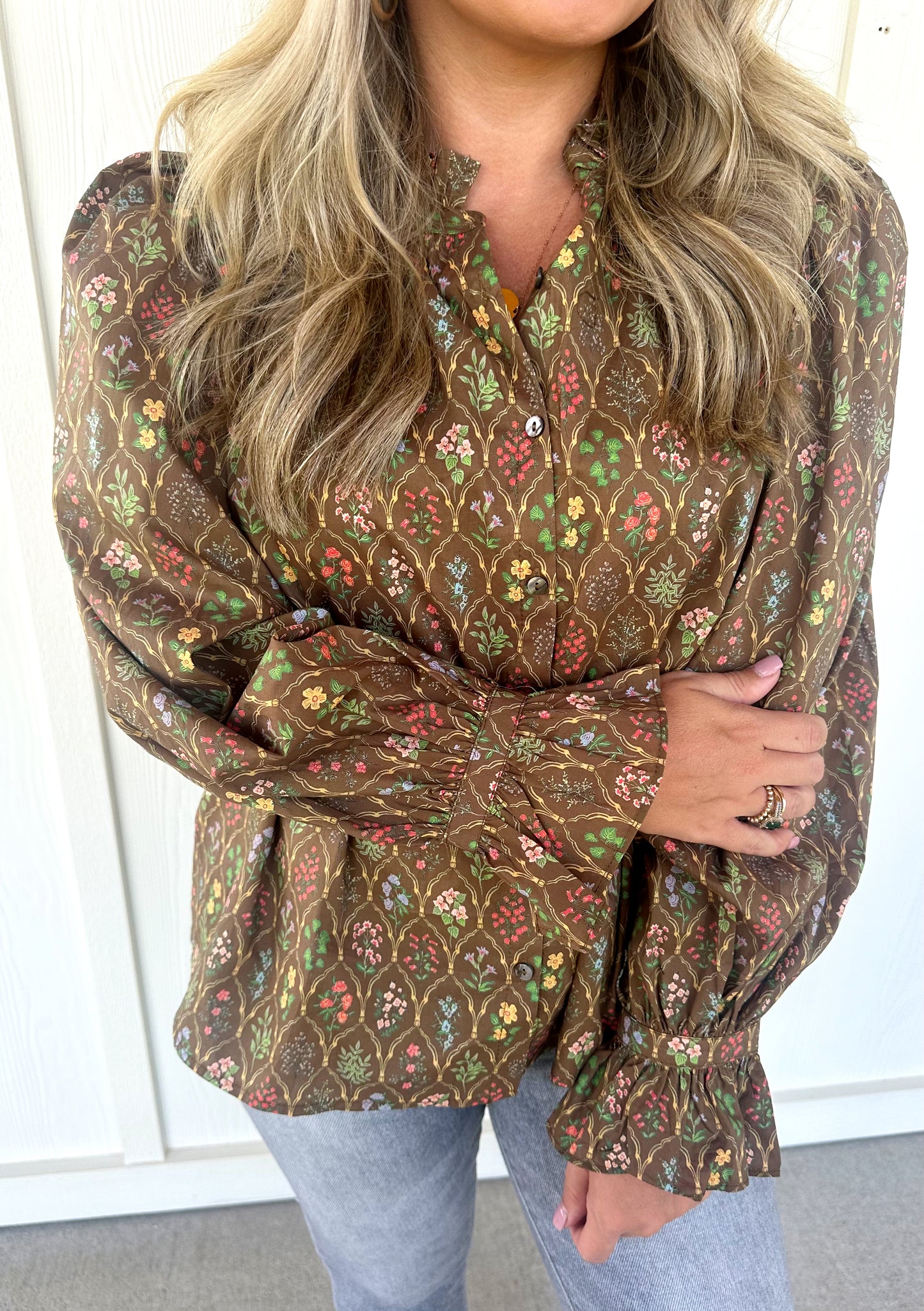 Brown Multi-Floral Top