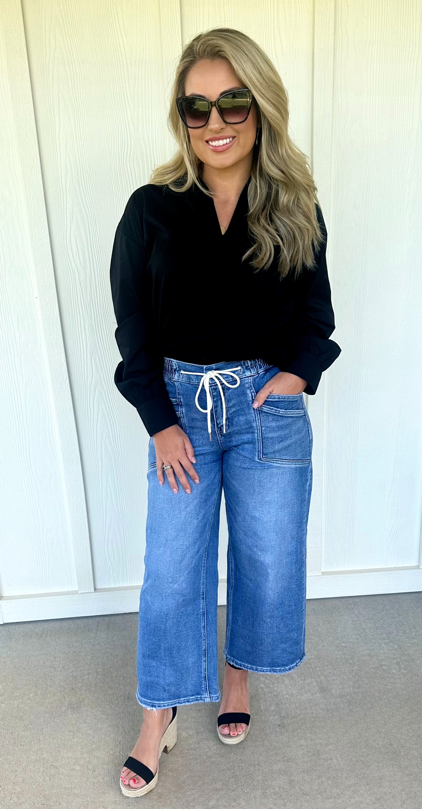 Black Front Pocket Top