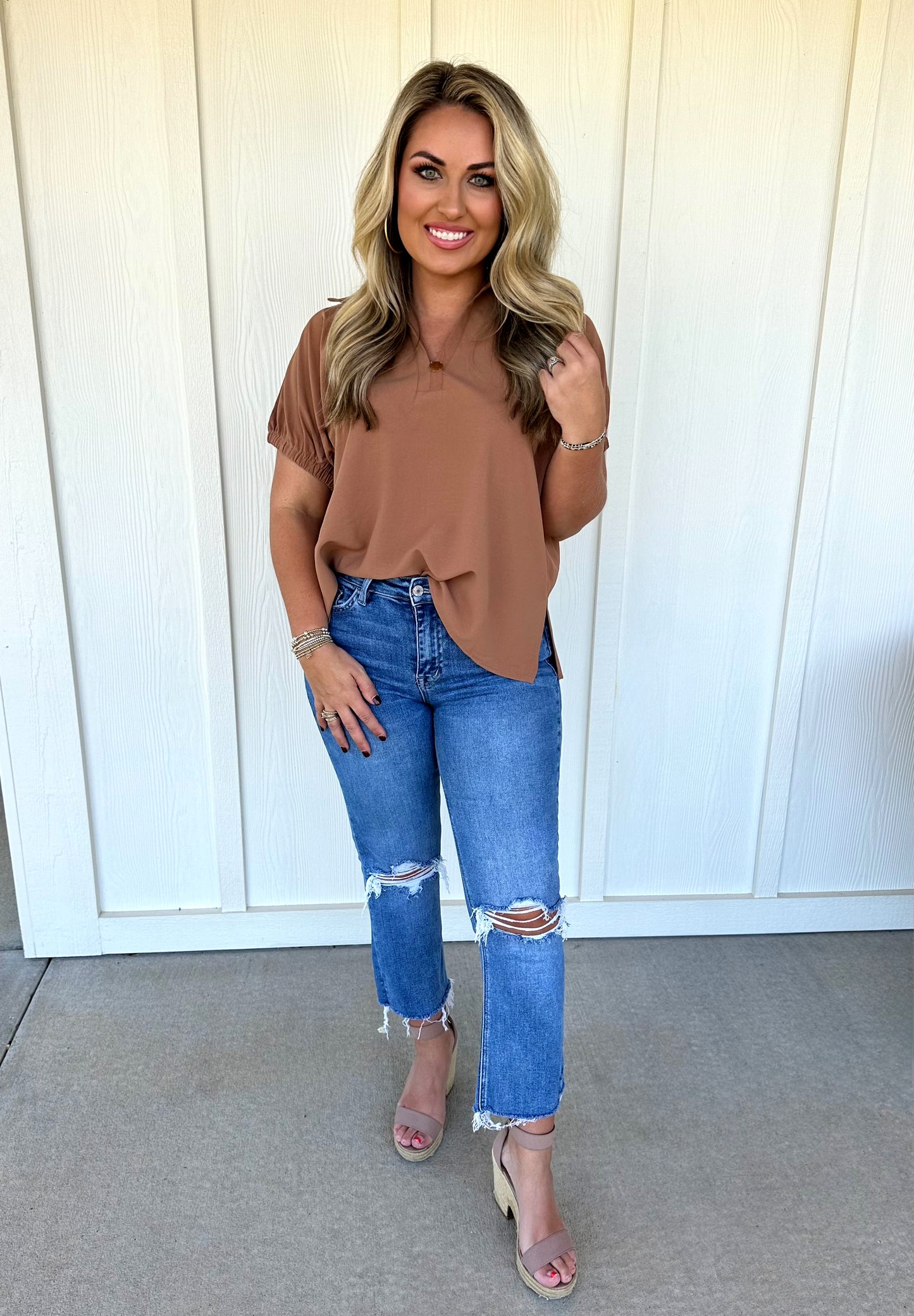 Camel Collar Top