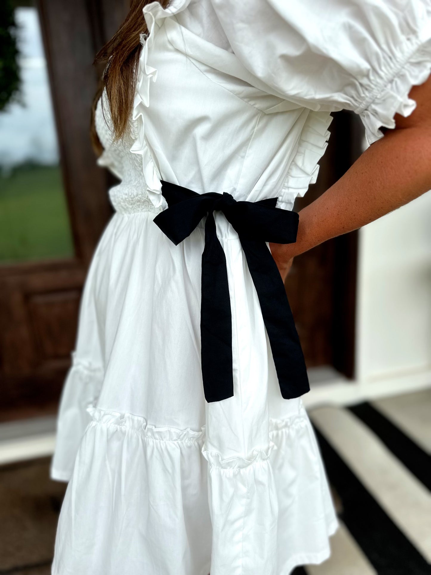 White Side Tie Dress
