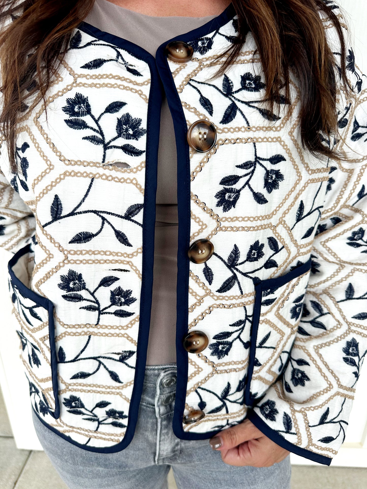 Cream Embroidered Jacket