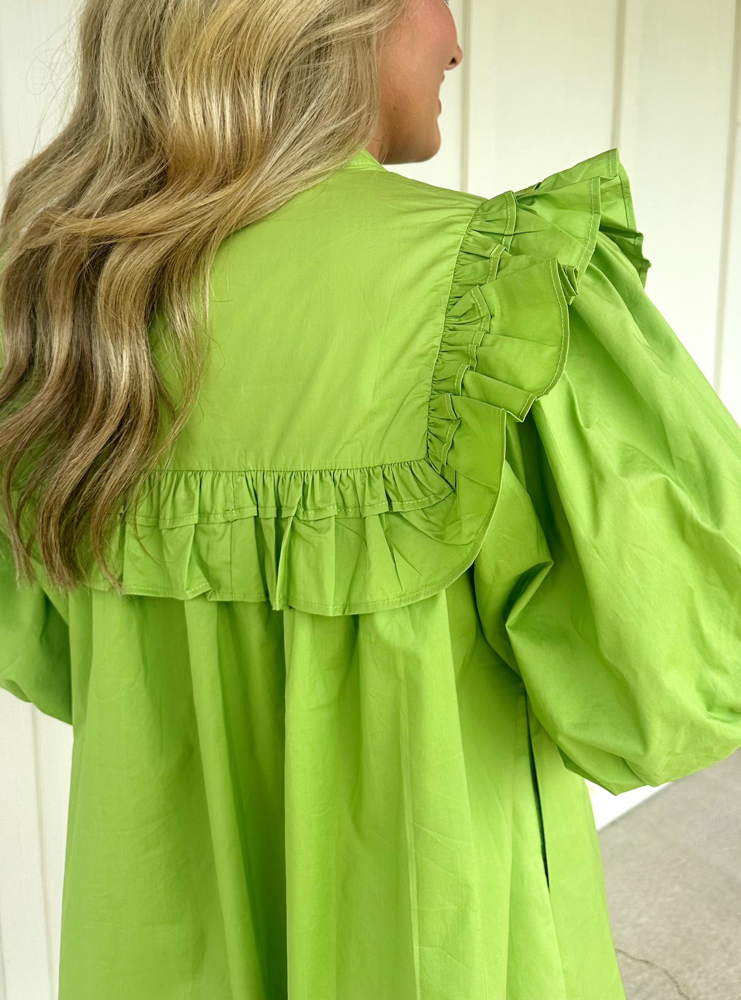 Olive Puff Sleeve Mini Dress