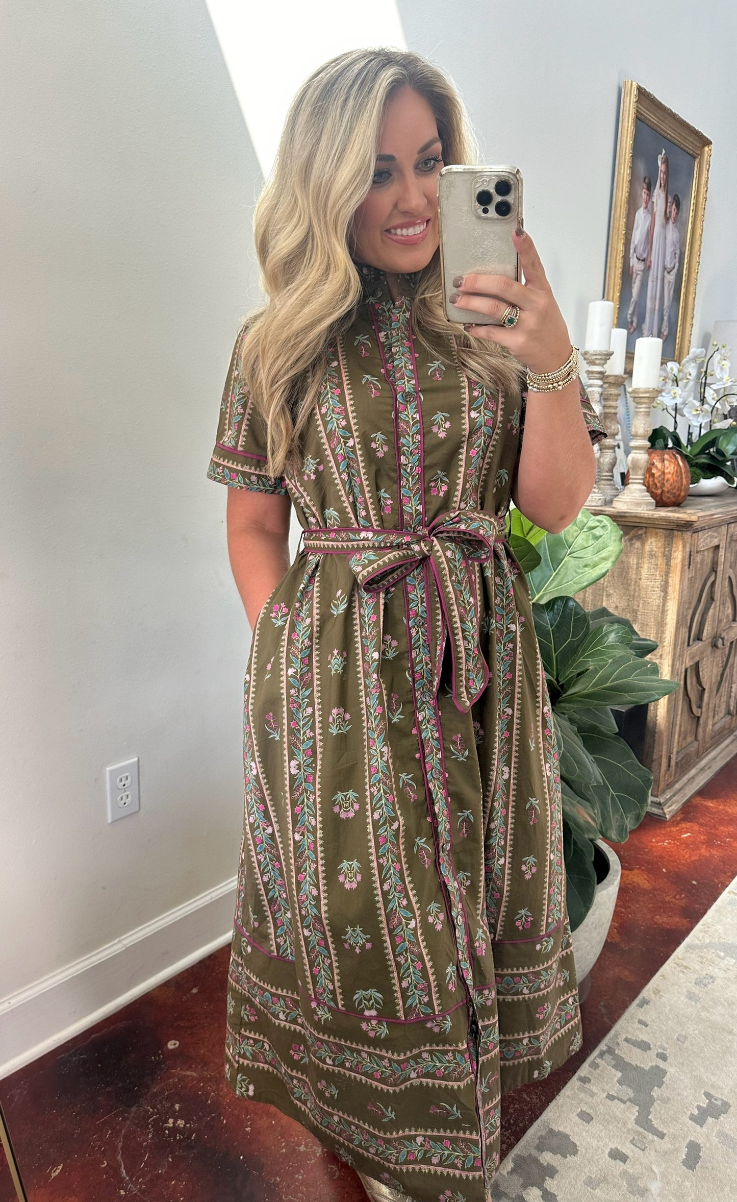 Brown Mixed Floral Midi