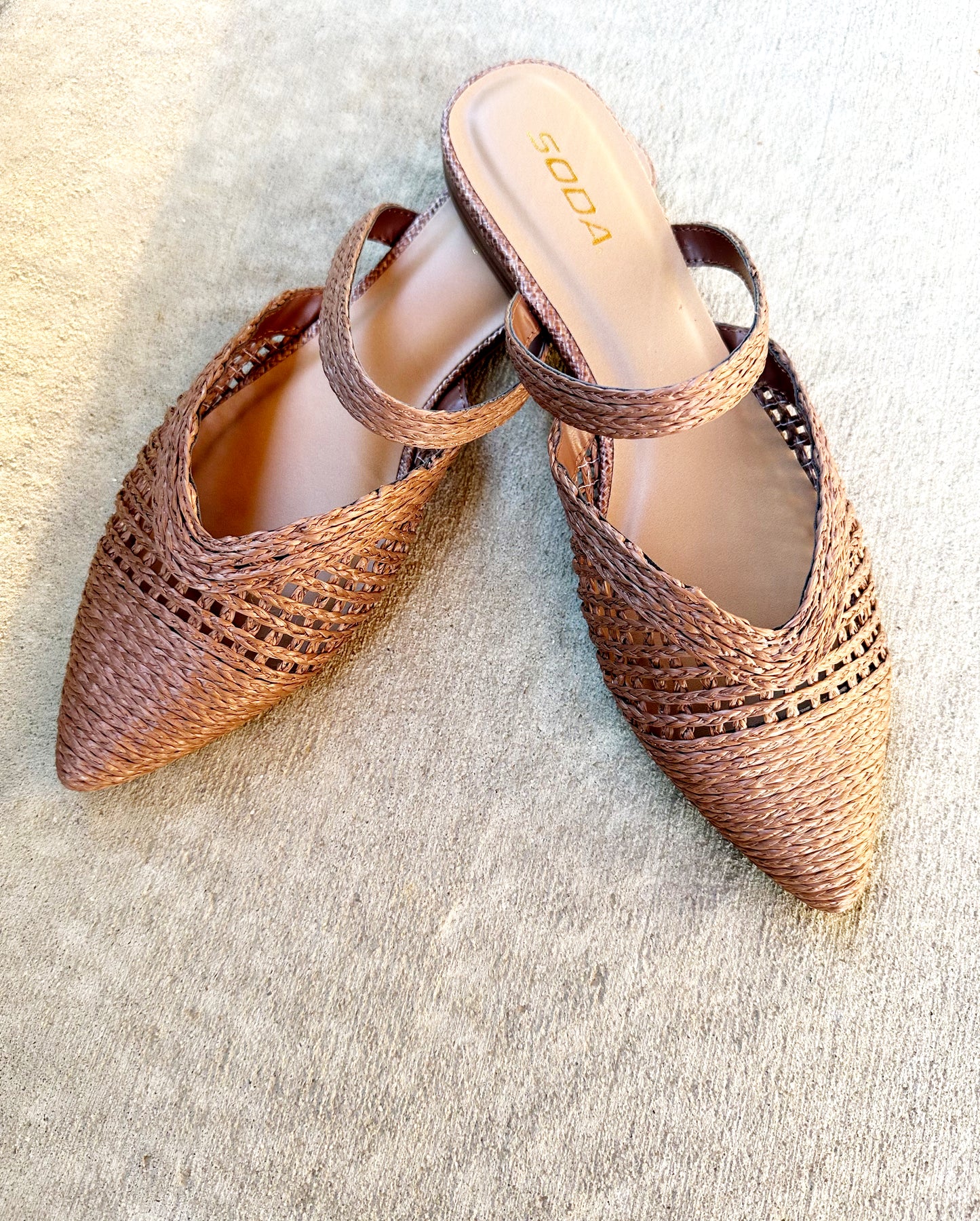 Dark Brown Raffia Mule