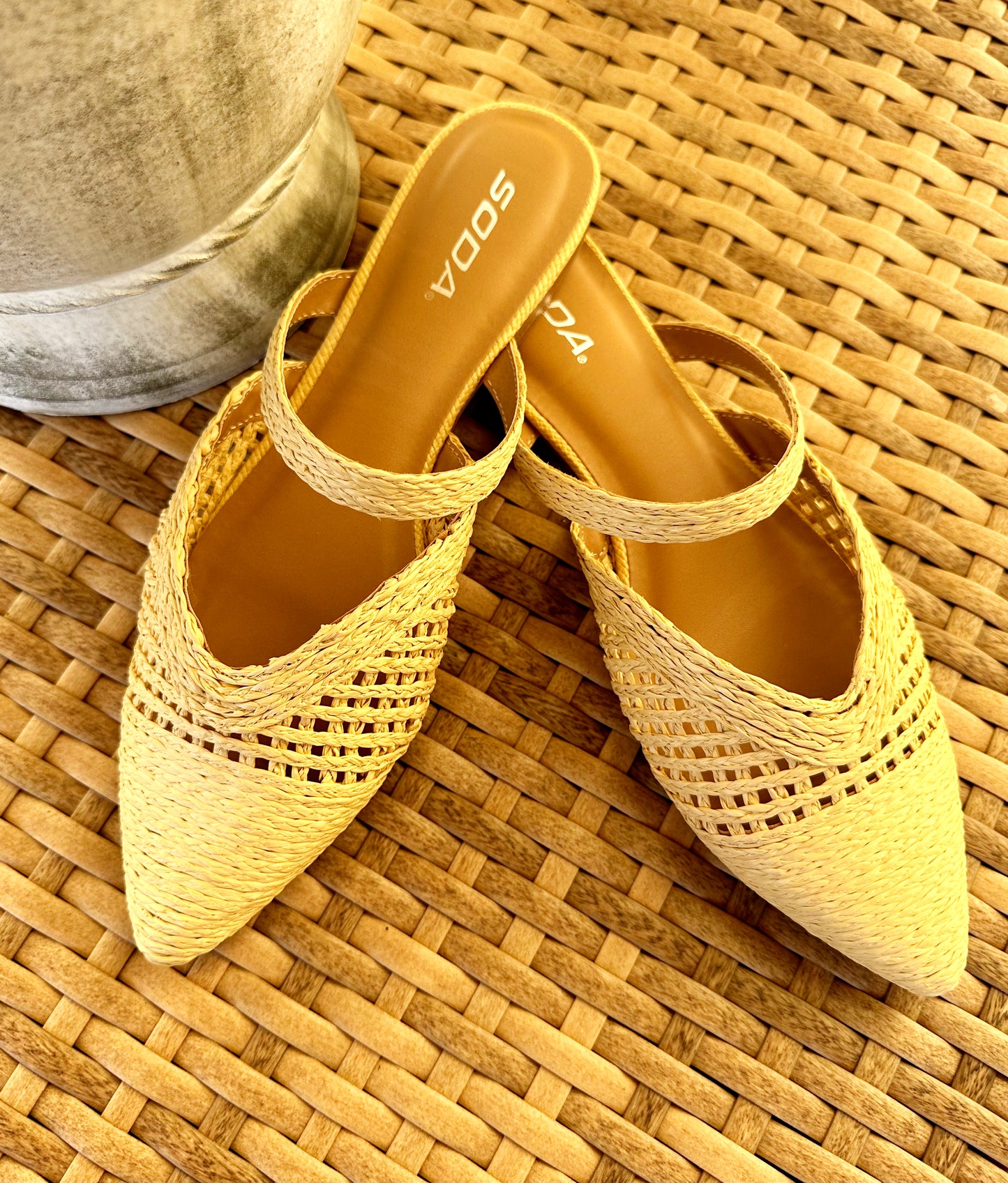 Beige Raffia Mule
