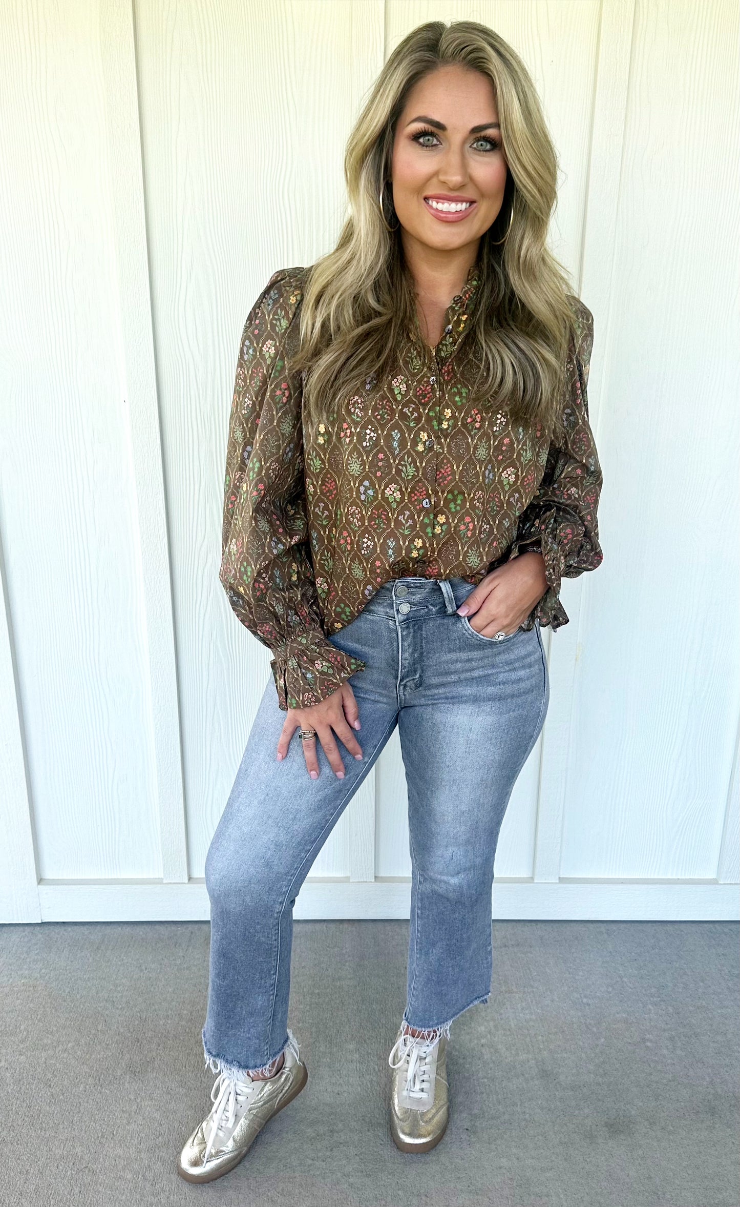 Brown Multi-Floral Top
