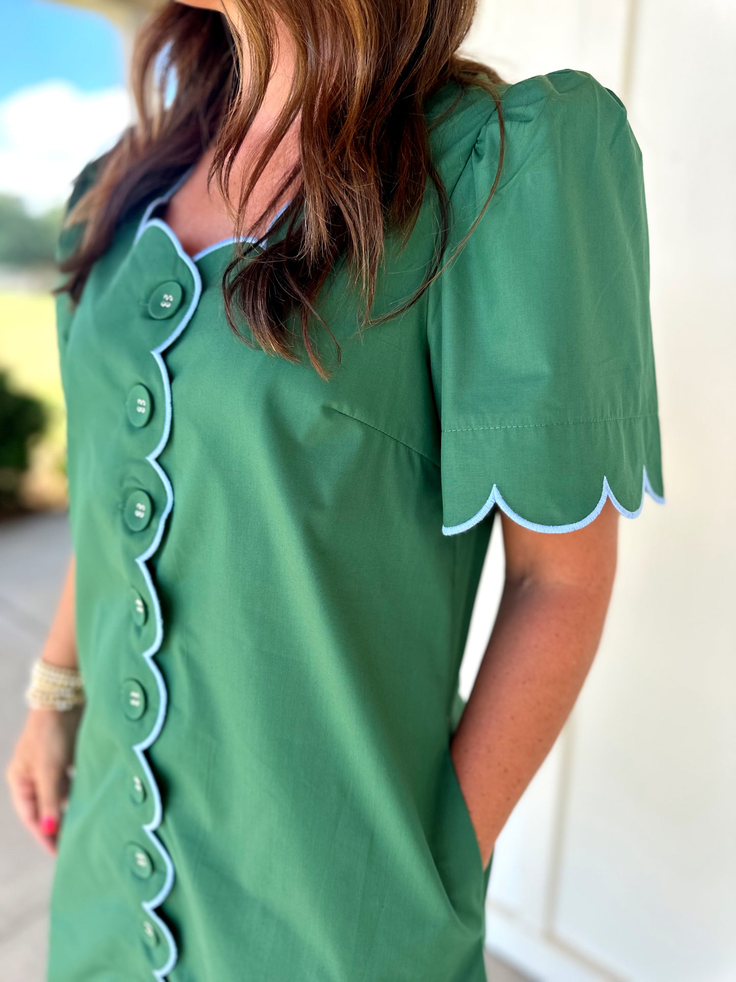 Hunter Green Scallop Dress