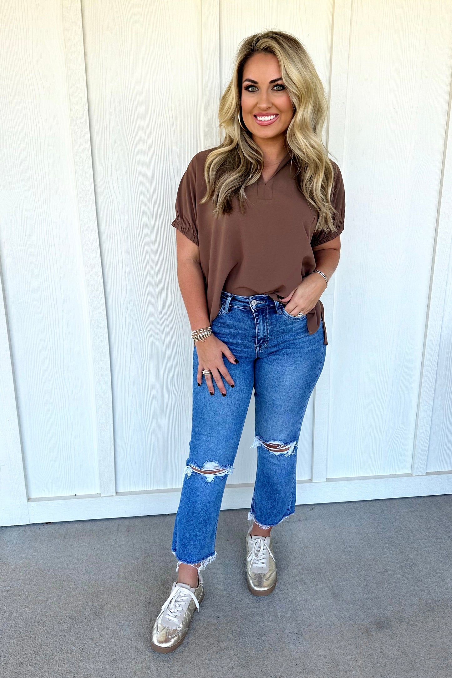 Mocha Collar Top