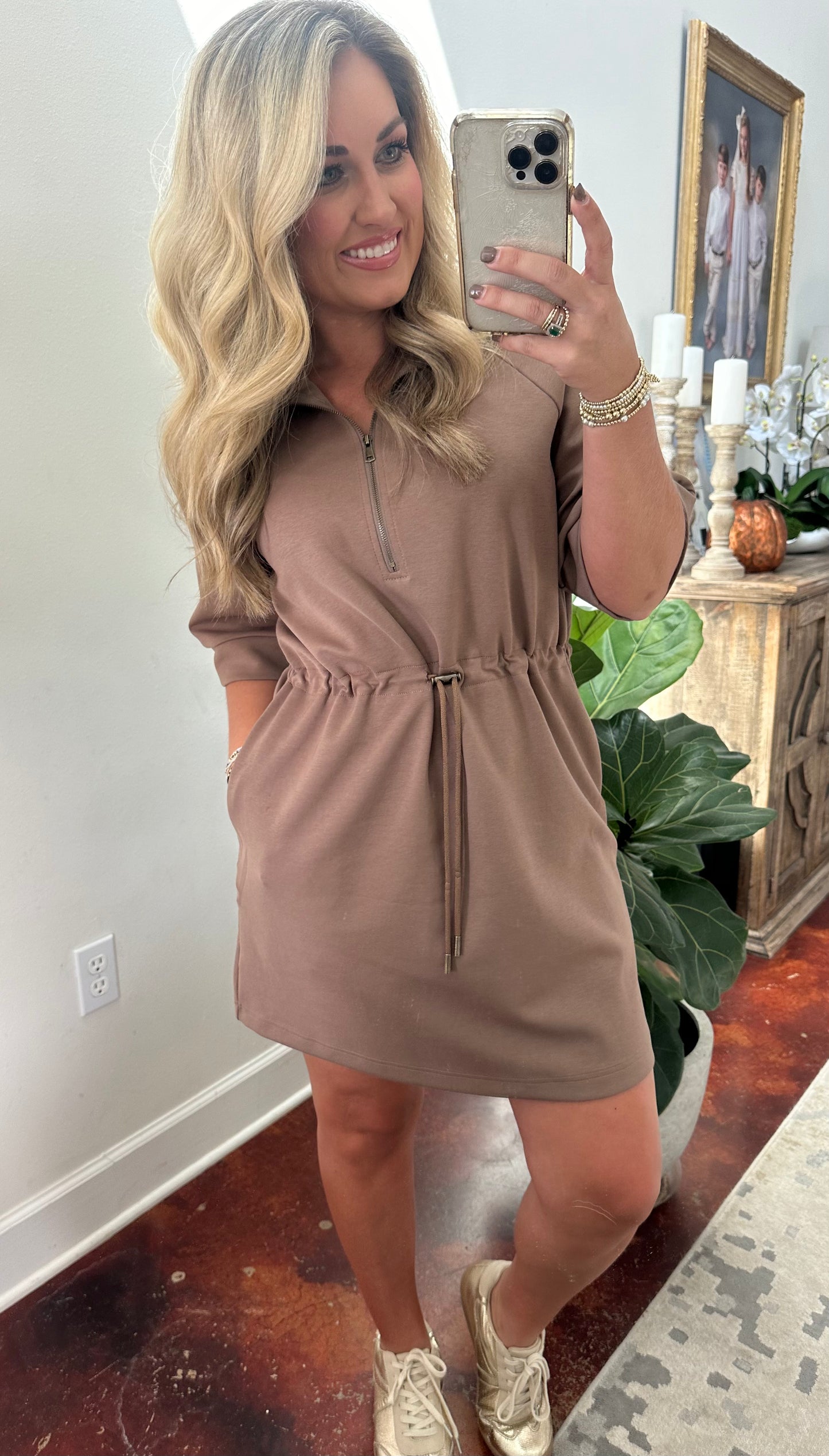 Mocha Drawstring Dress