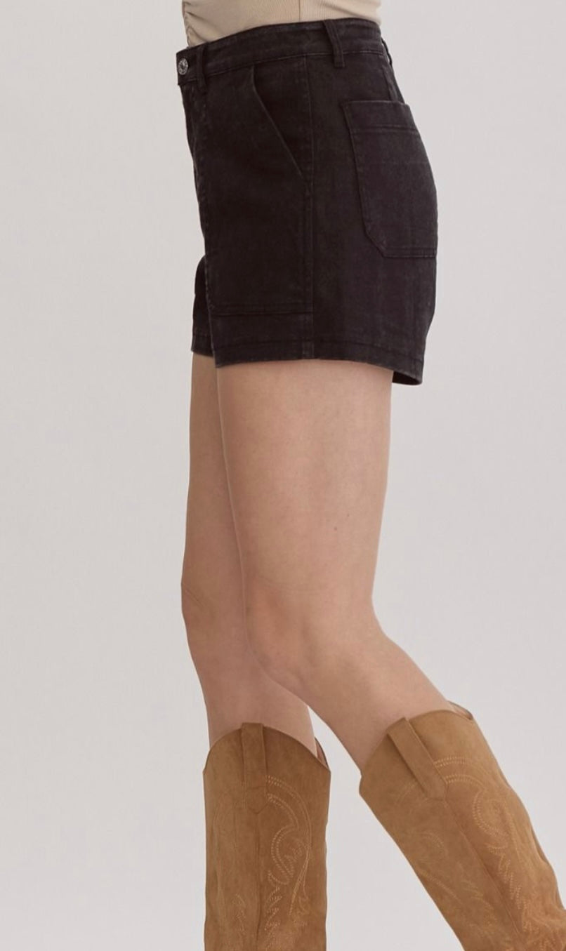 Black Front Pocket Short