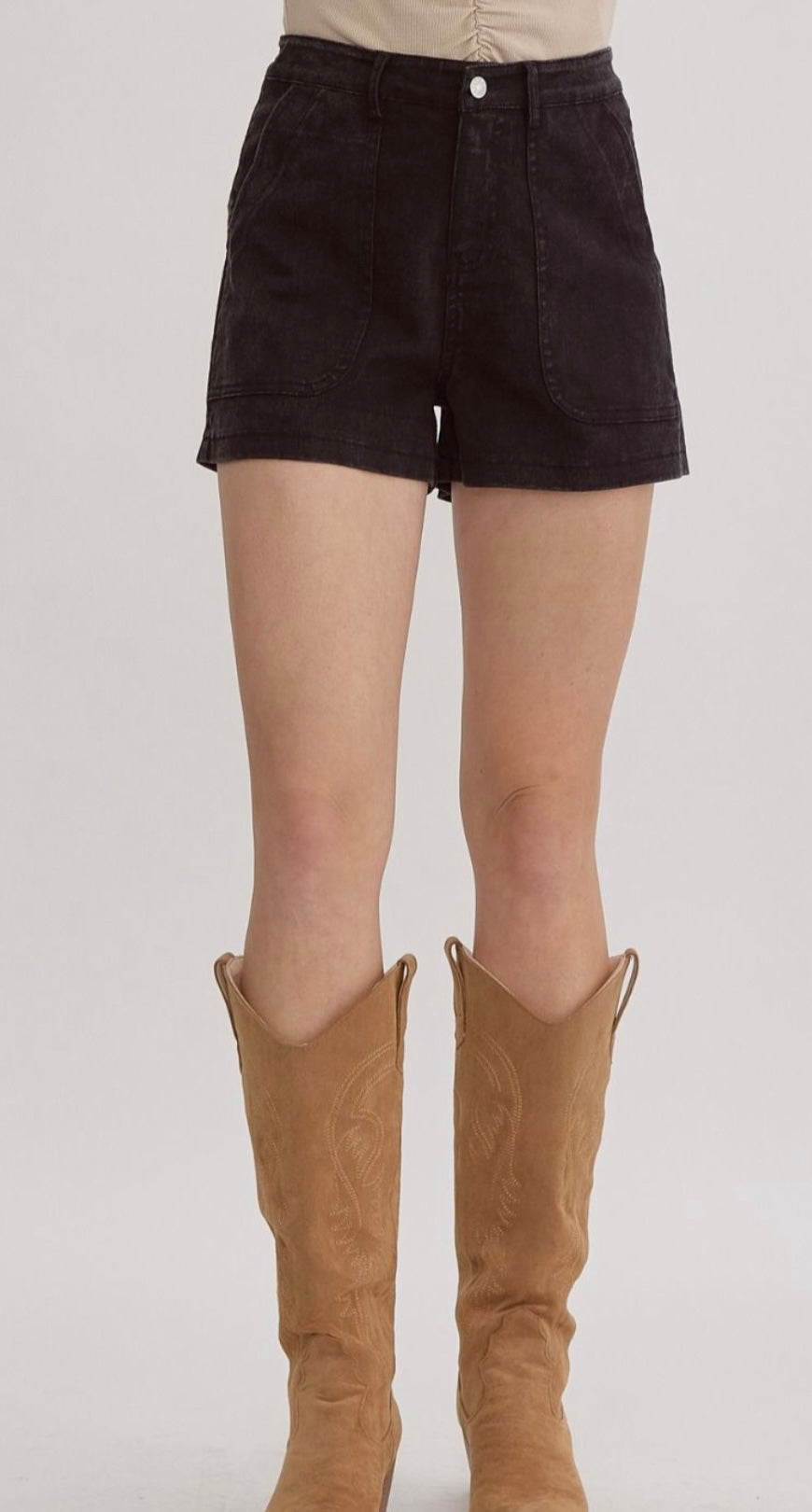 Black Front Pocket Short
