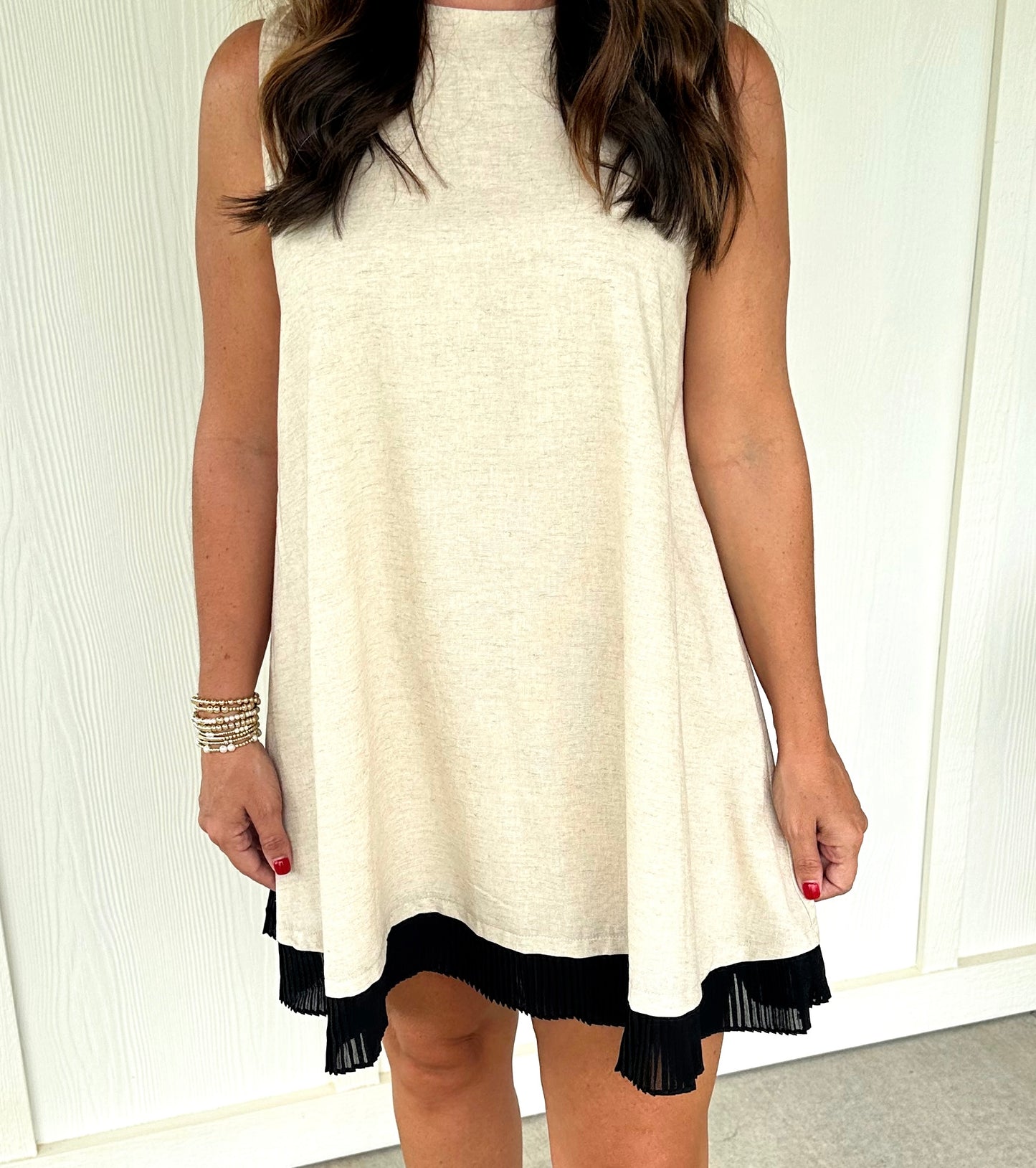 Oatmeal Dress Black Hem