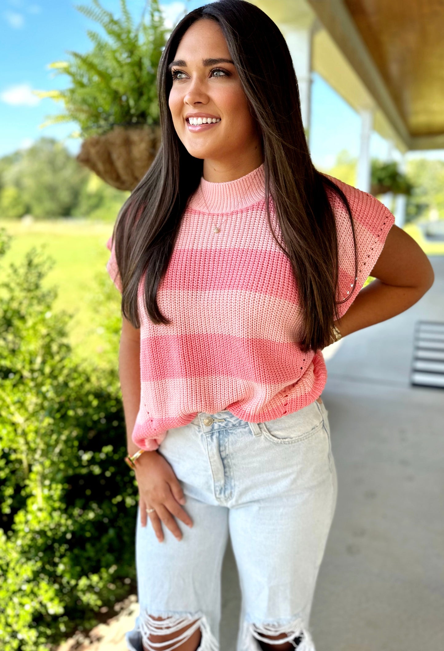 Wavy Hem Drop Shoulder Sweater