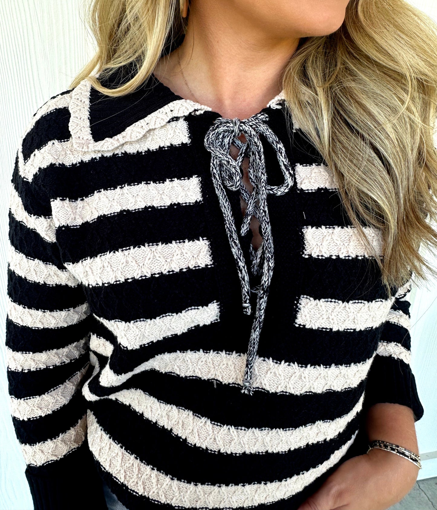 Black Cable Texture Top