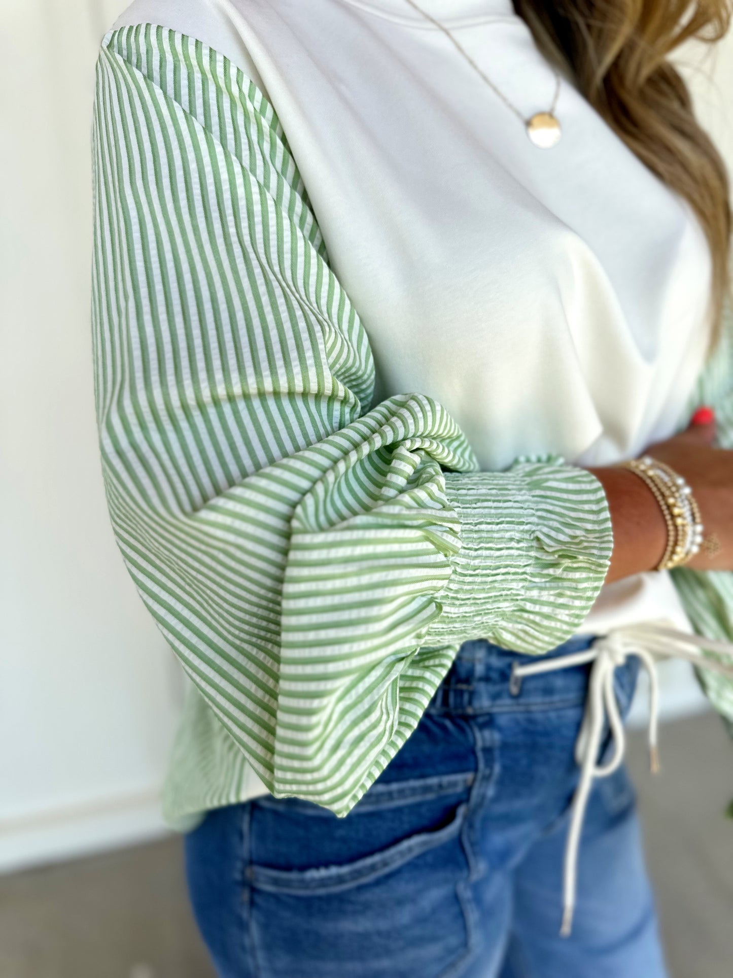 Cream/Lime Cinch Top