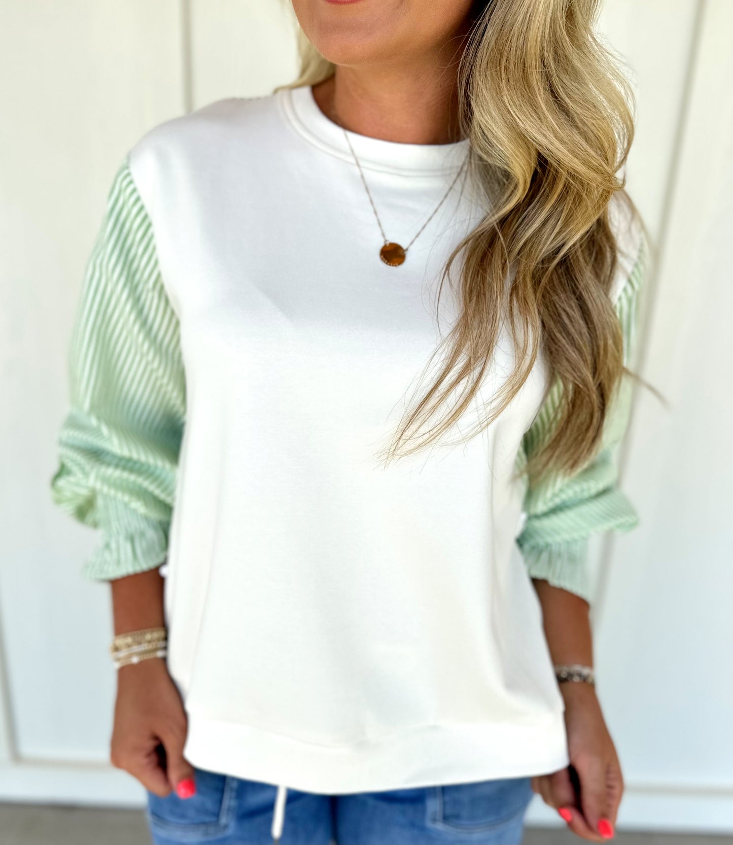 Cream/Lime Cinch Top