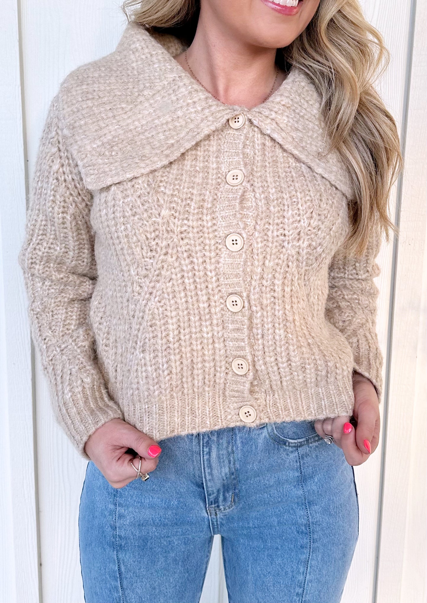 Wide Collared Sweater Cardigan