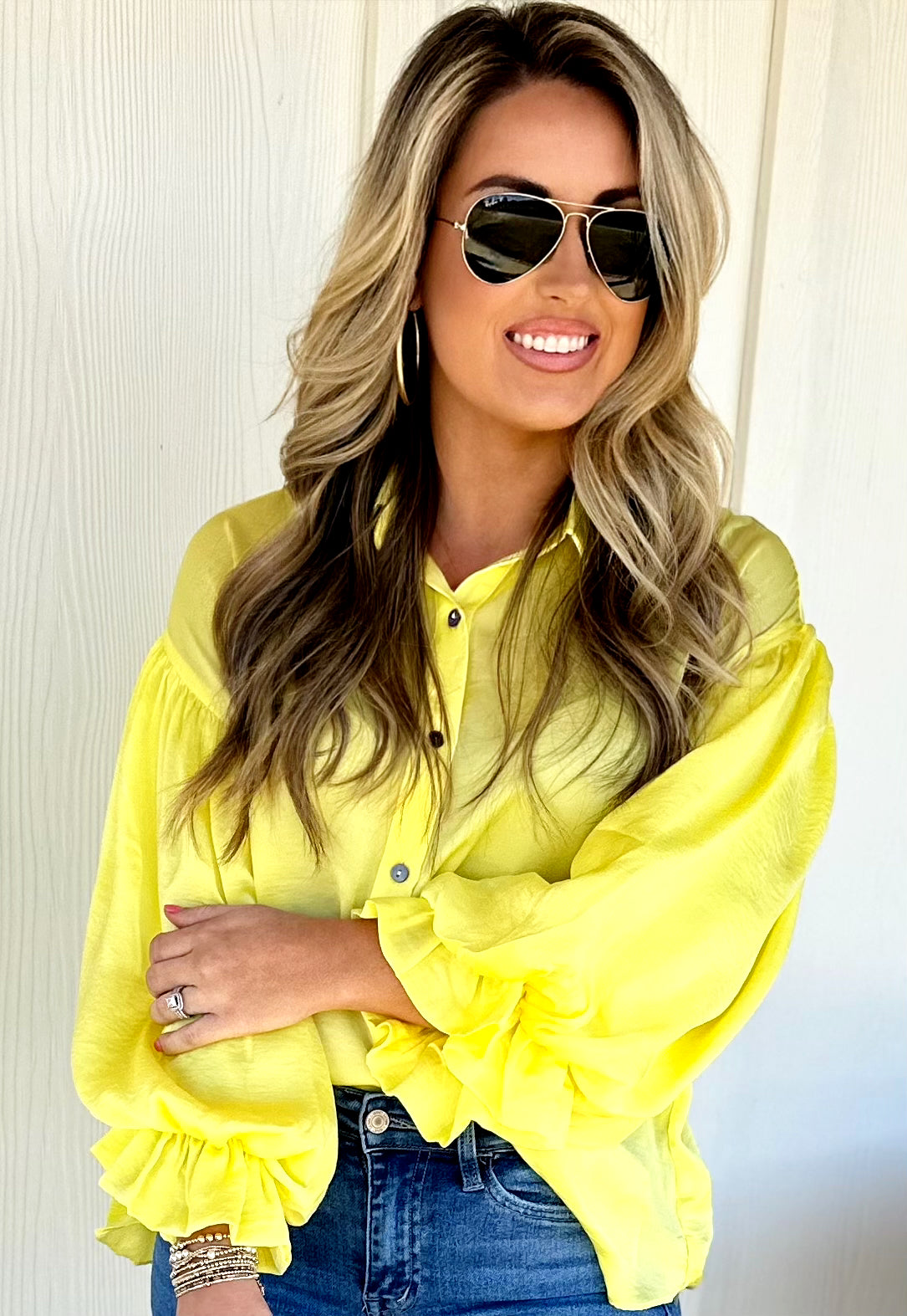 Lemon Bubble Sleeve Top