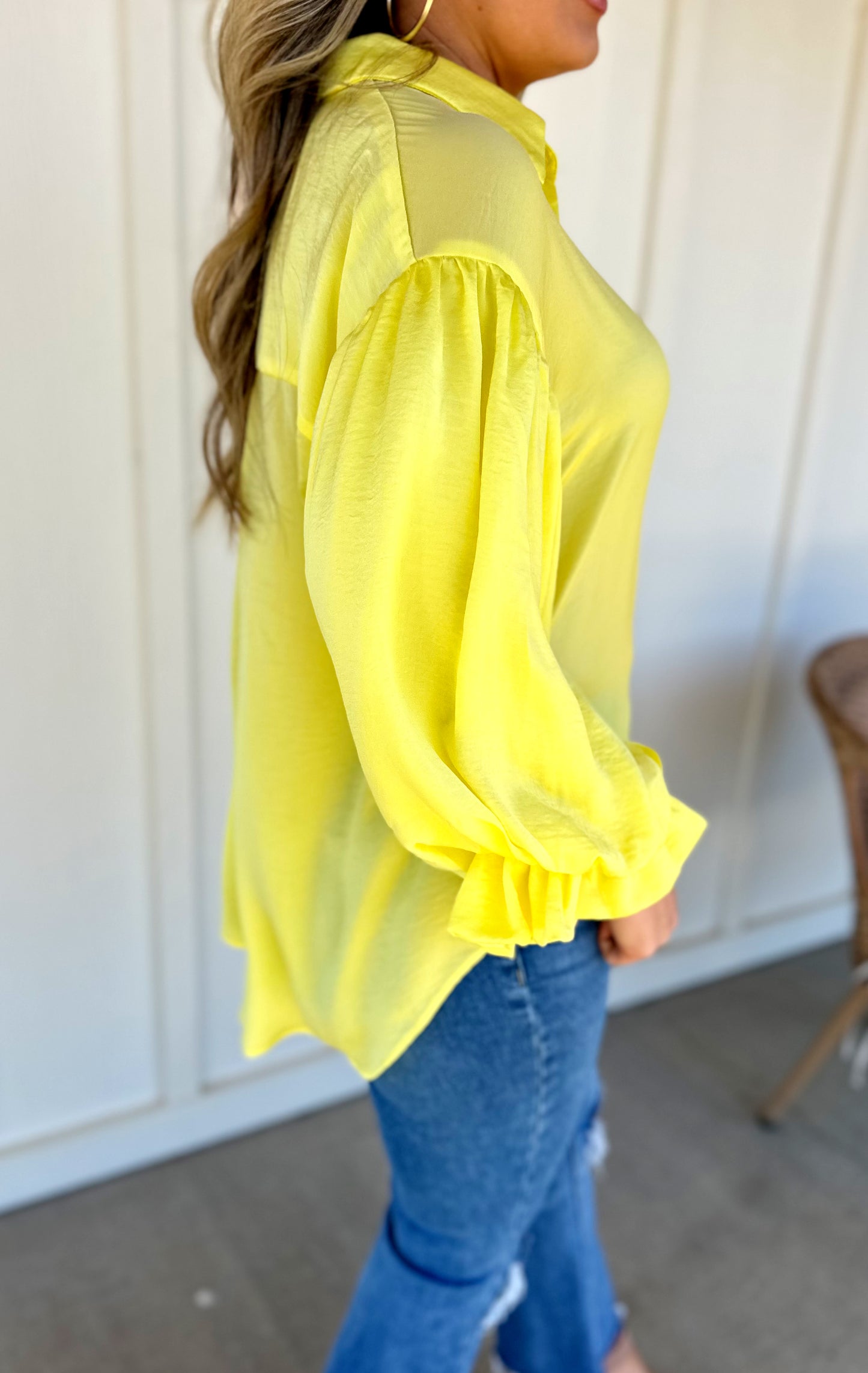 Lemon Bubble Sleeve Top