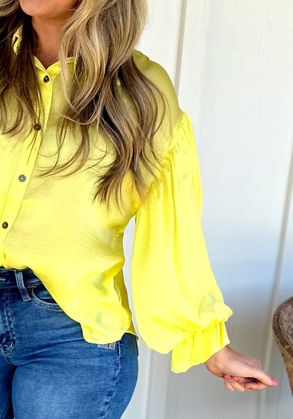 Lemon Bubble Sleeve Top