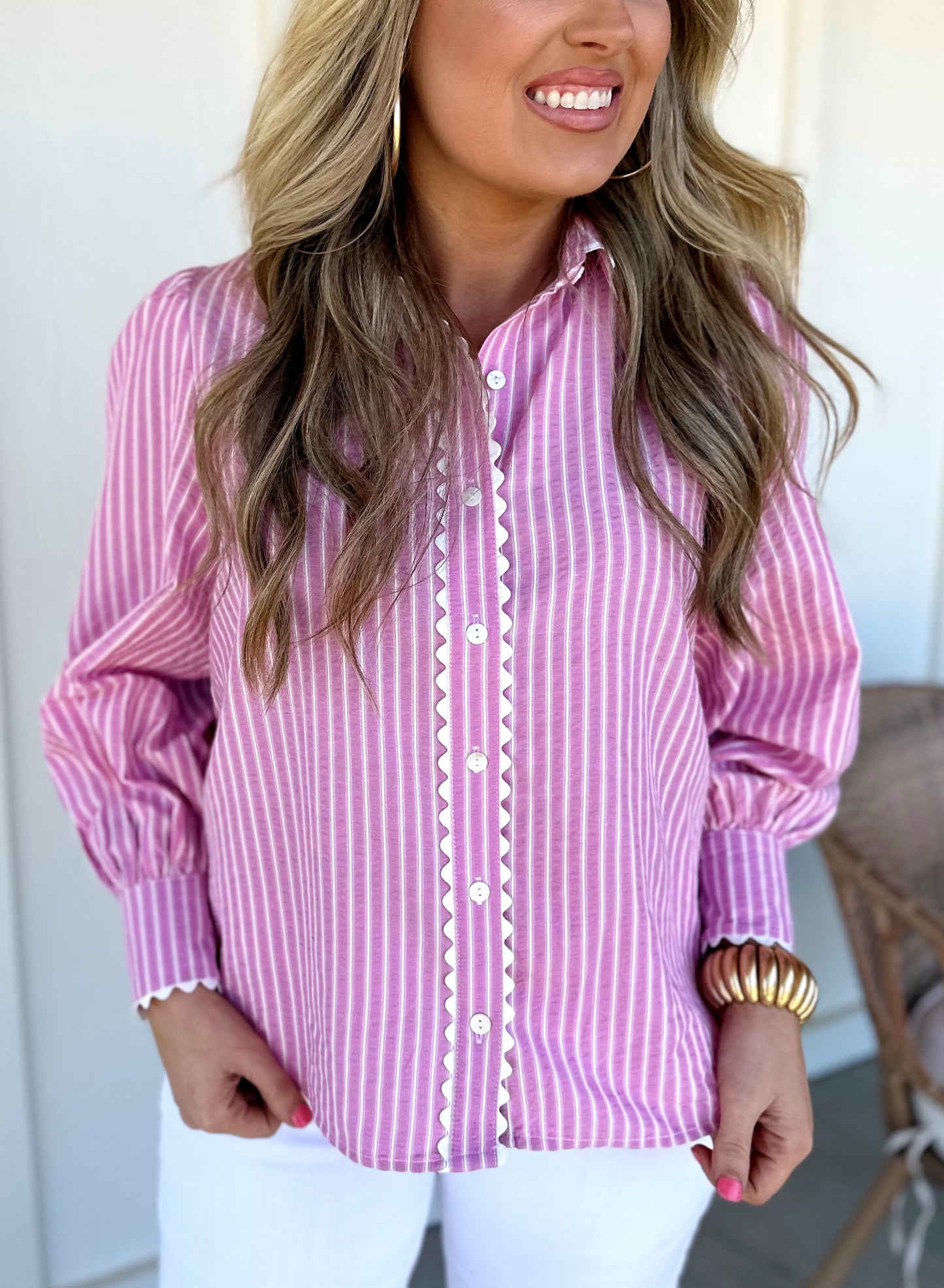 Pink/Purple Striped Button Down Top