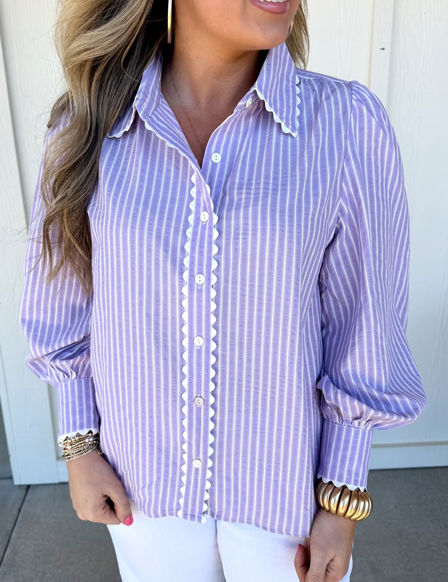 Pink/Purple Striped Button Down Top