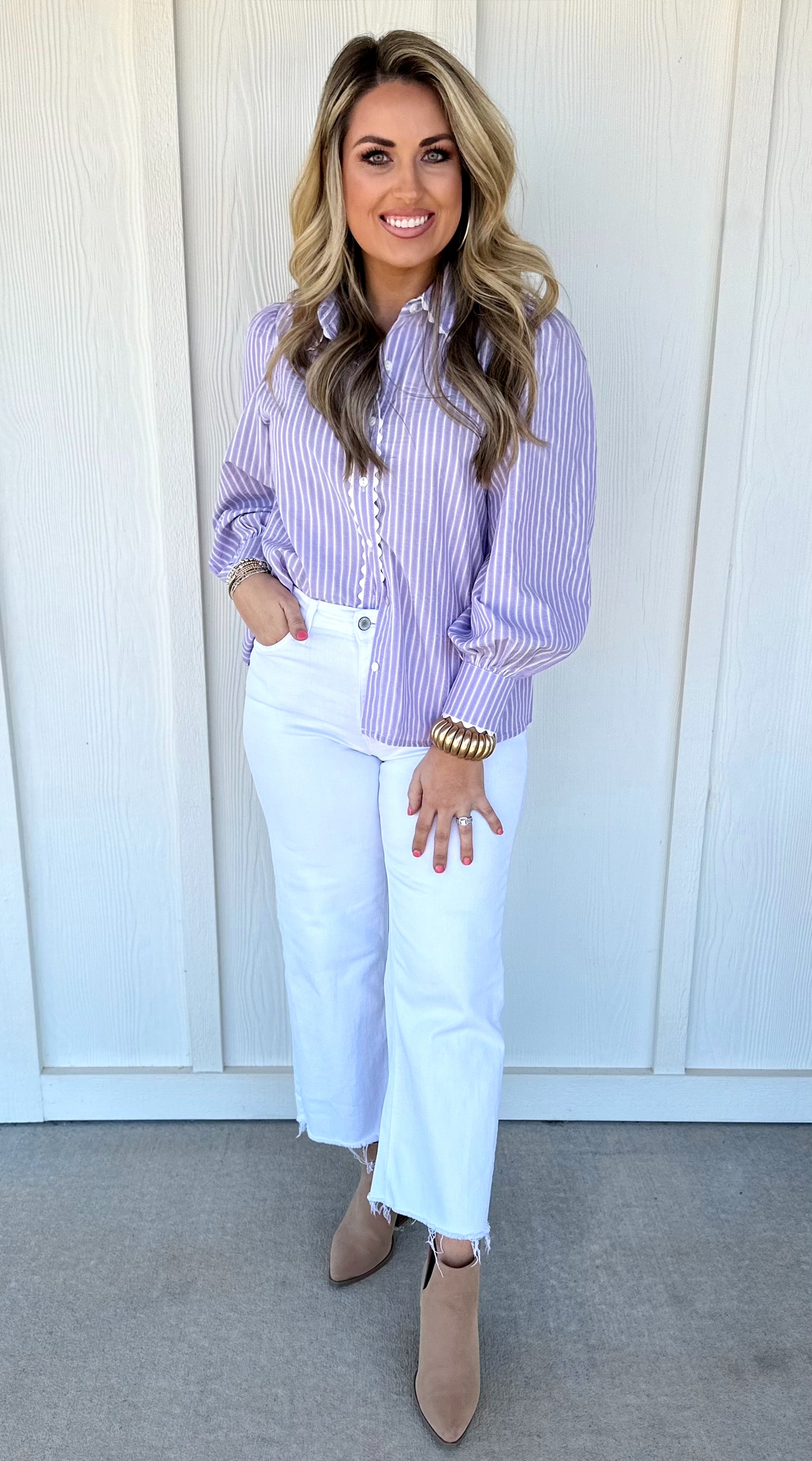Pink/Purple Striped Button Down Top