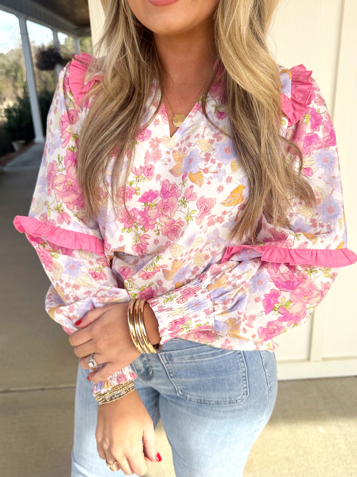 Pink Floral Blouse