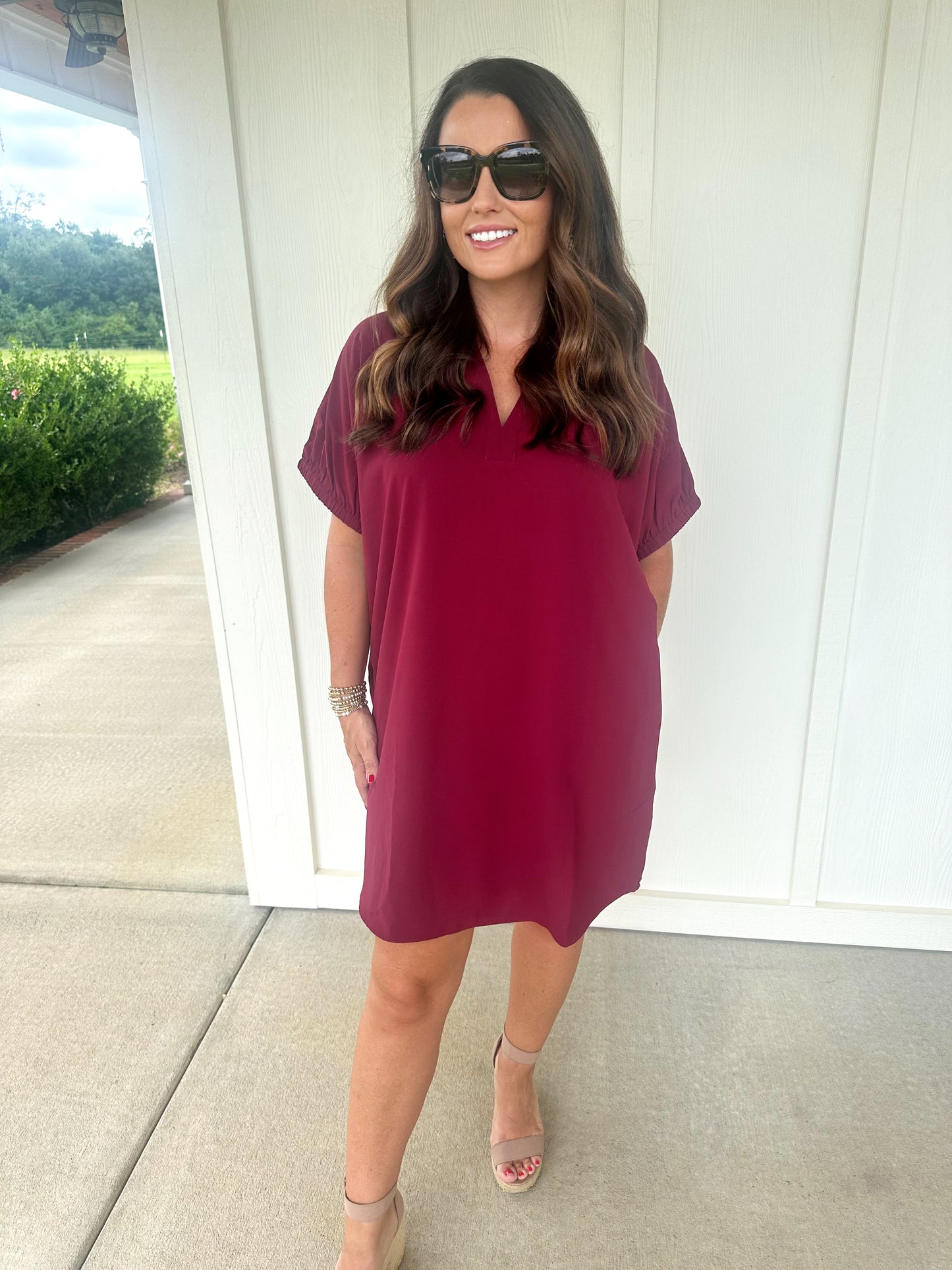 Burgundy Collar Dress