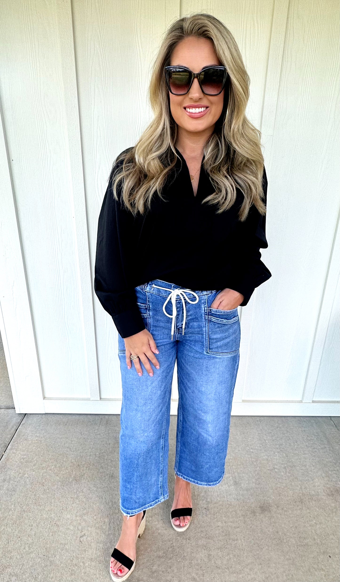 Black Front Pocket Top