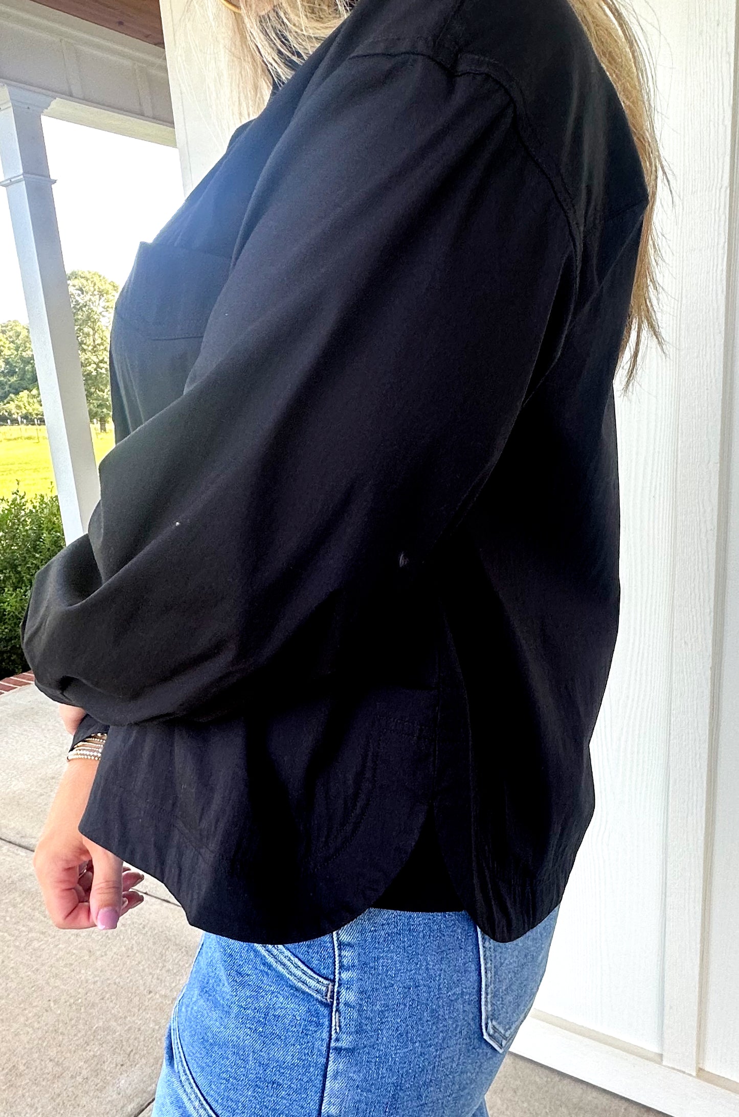 Black Front Pocket Top