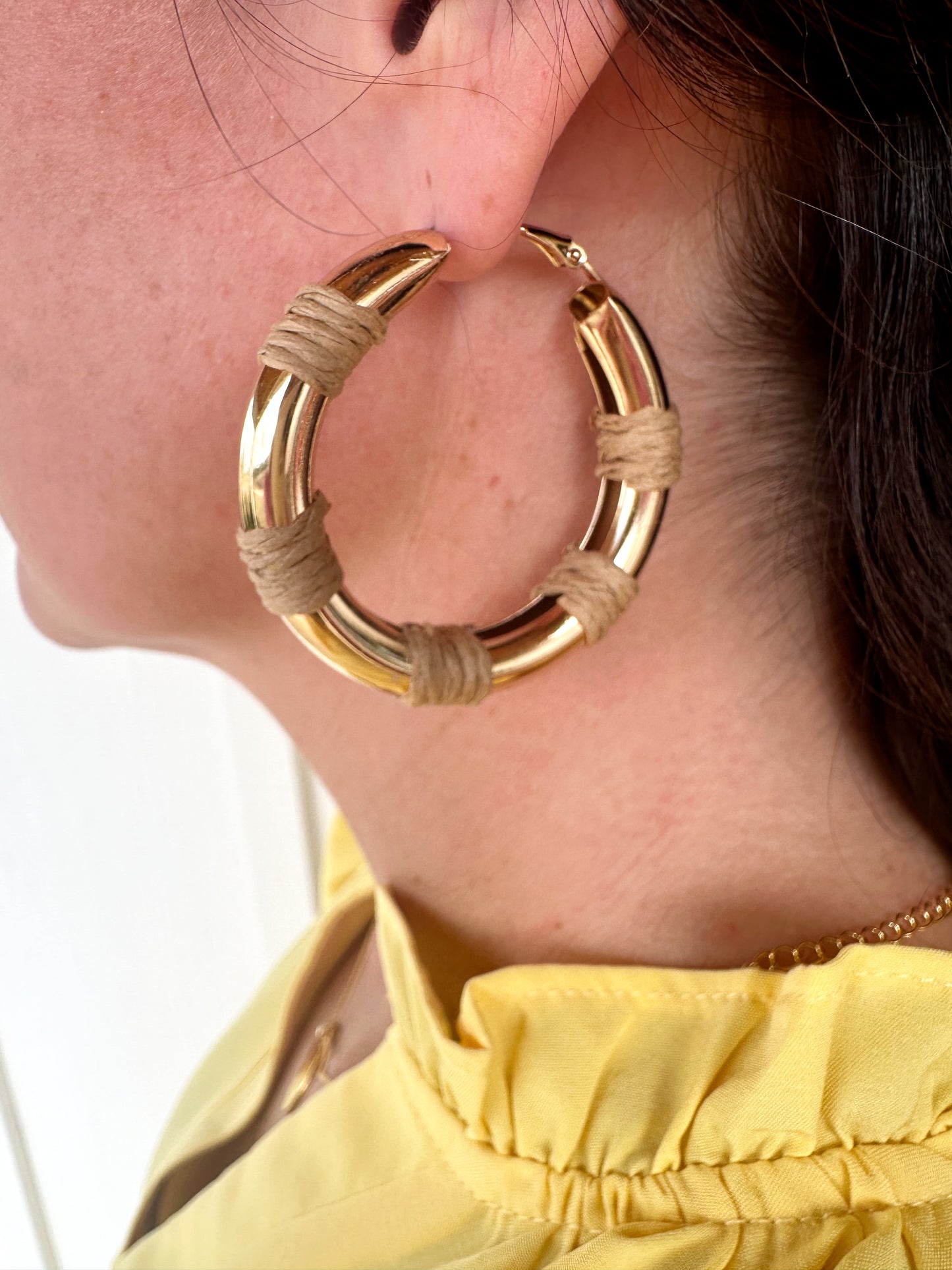 Brown and Gold Raffia Hoop