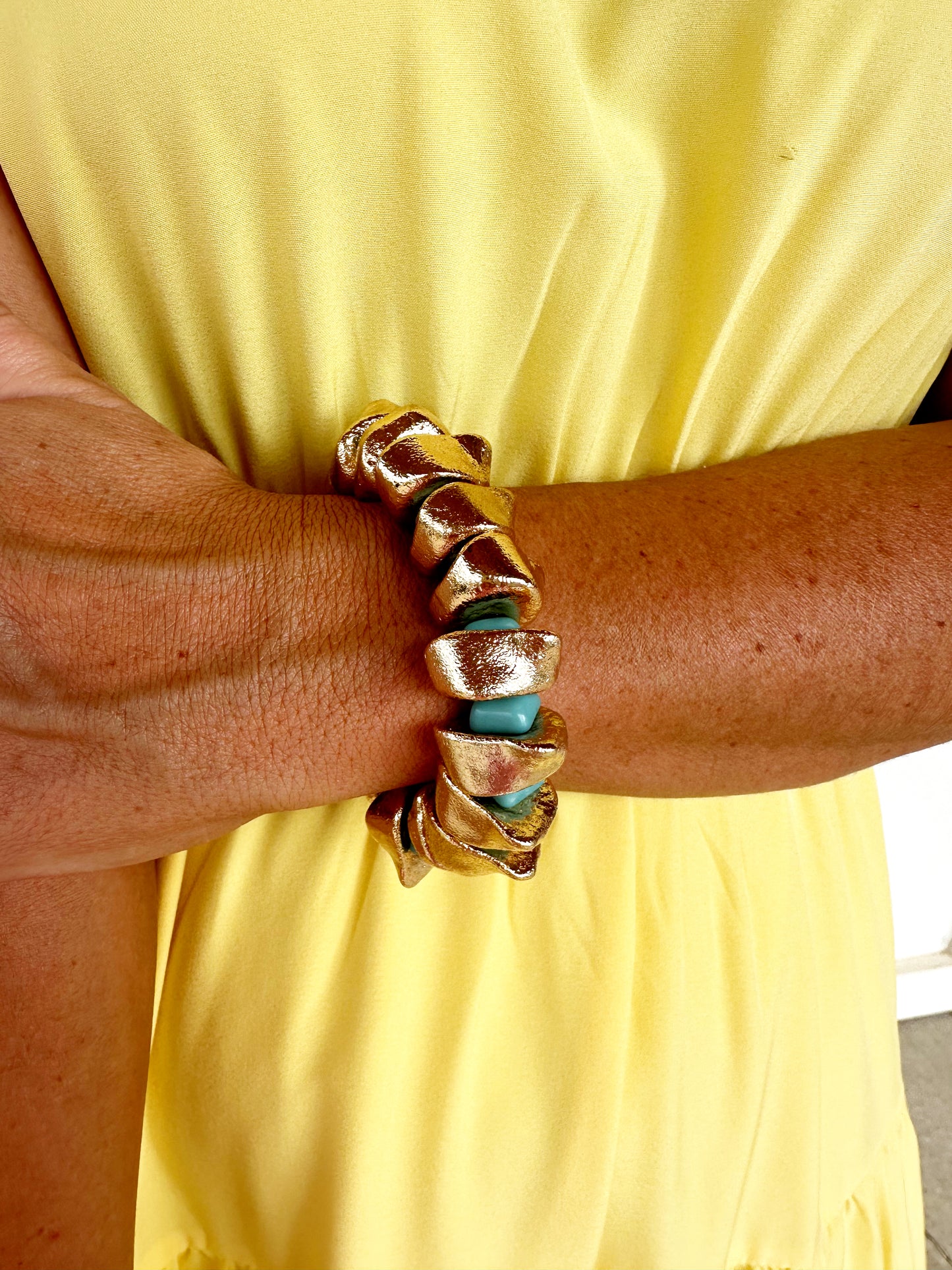 Turquoise/Gold Bead Bracelet