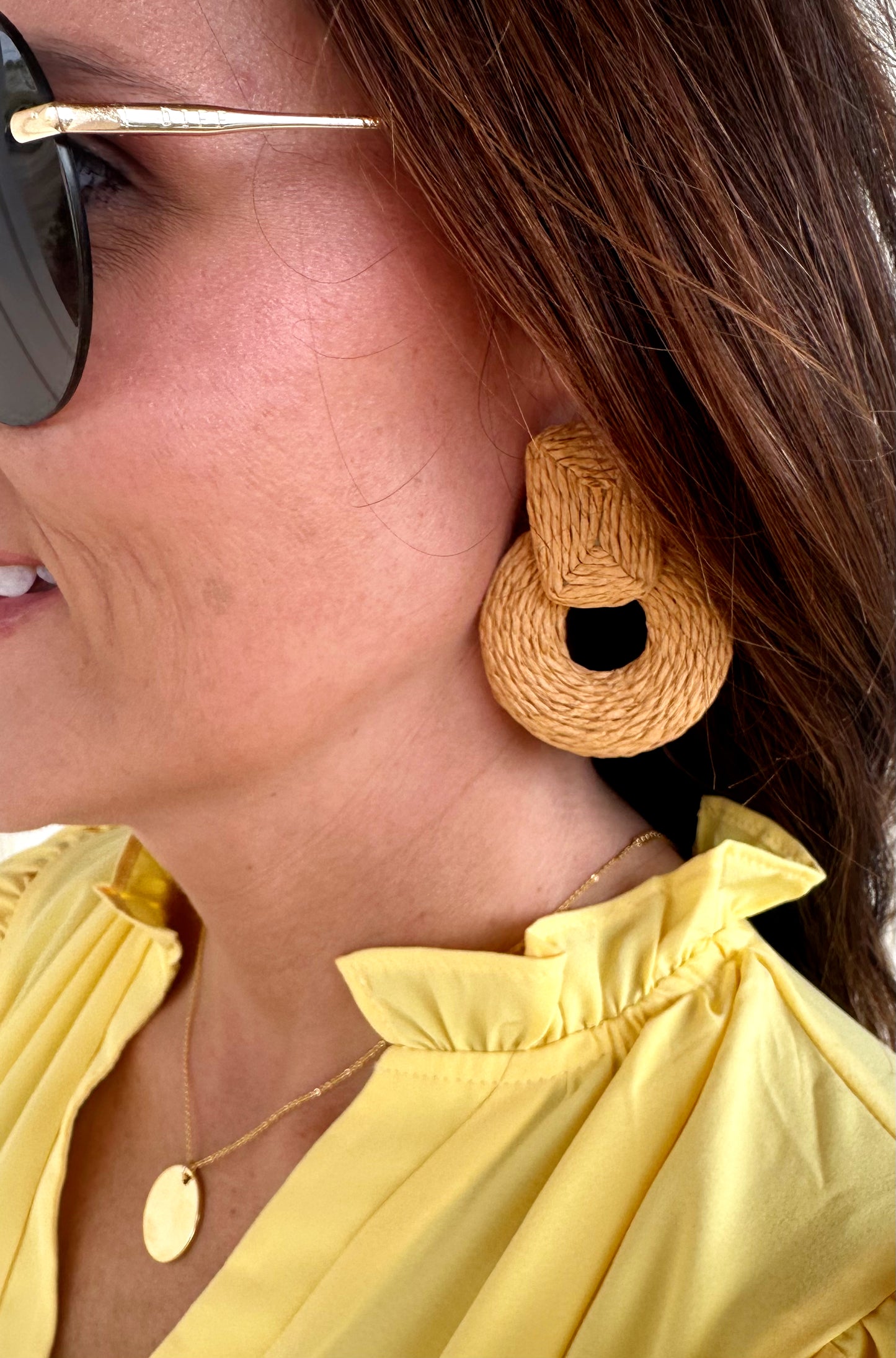 Raffia Square/Circle Earring