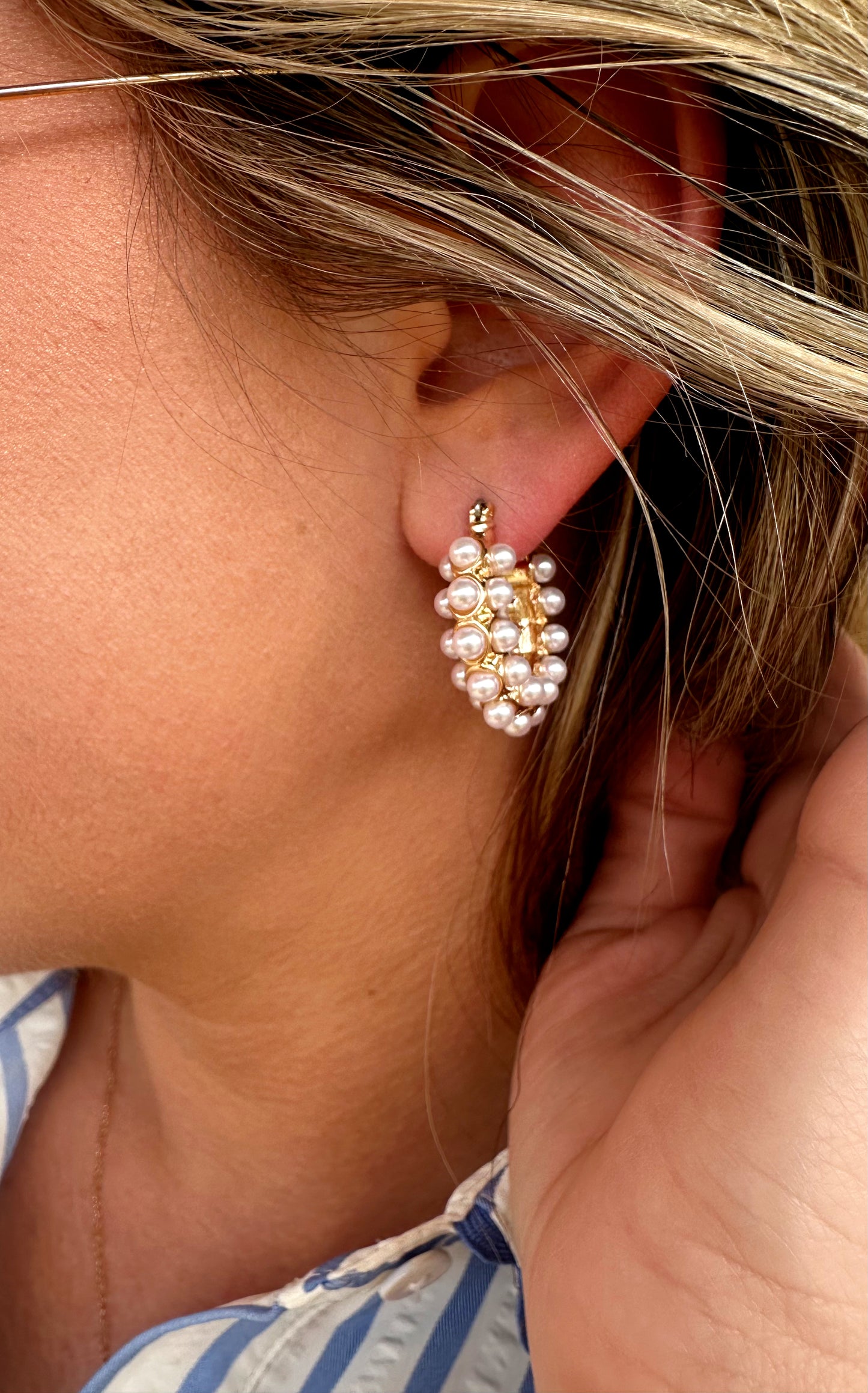Layered & Dotted Pearl Hoops