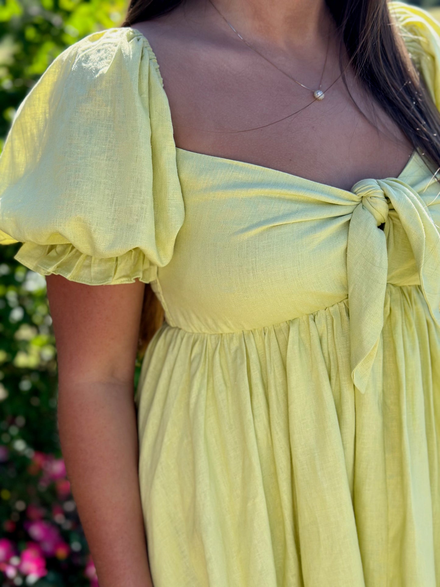 Lime Front Tie Dress