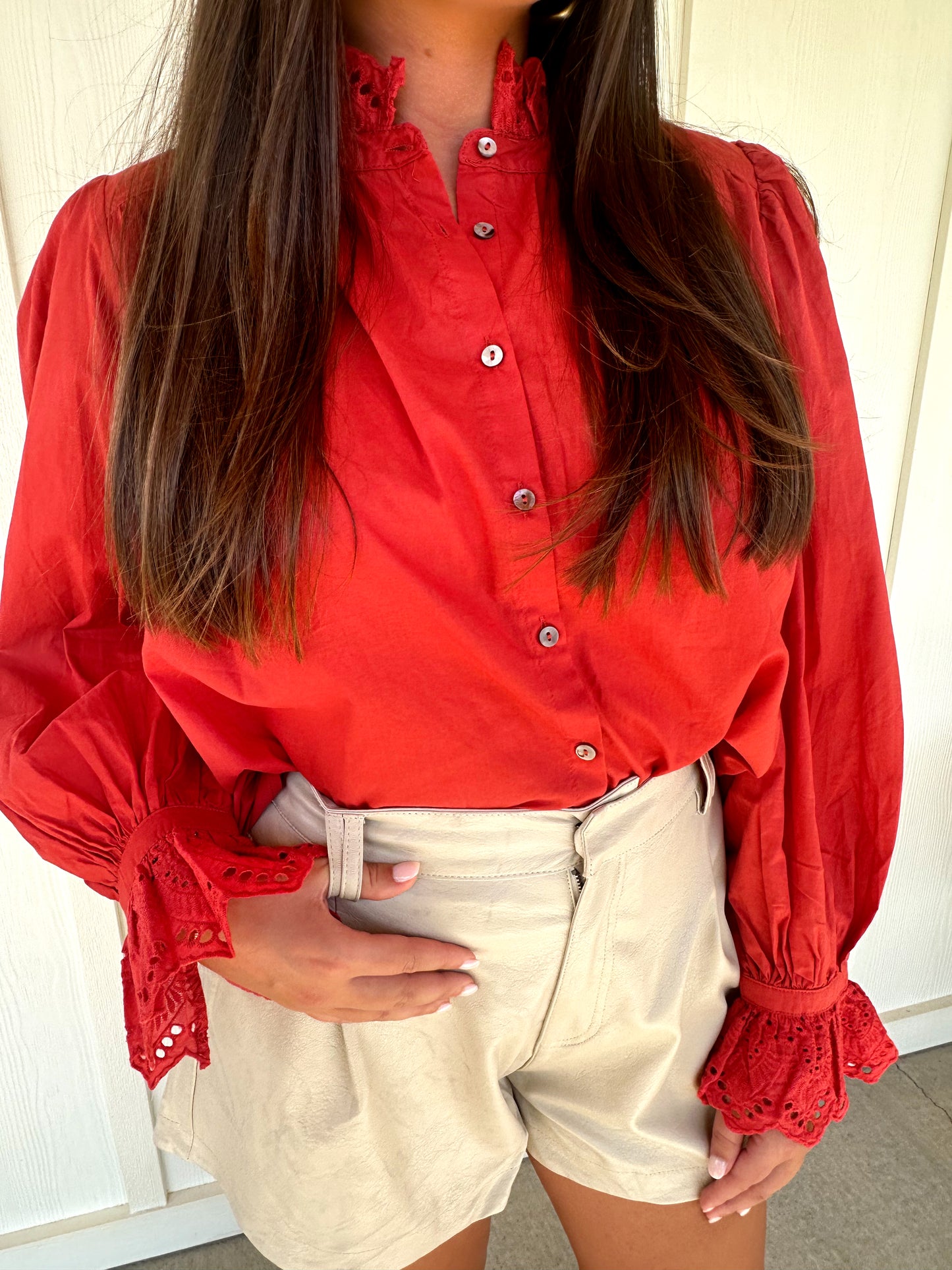 Rust Eyelet Top
