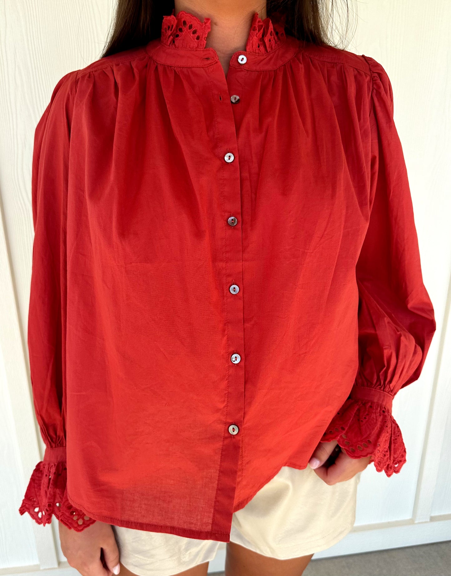 Rust Eyelet Top