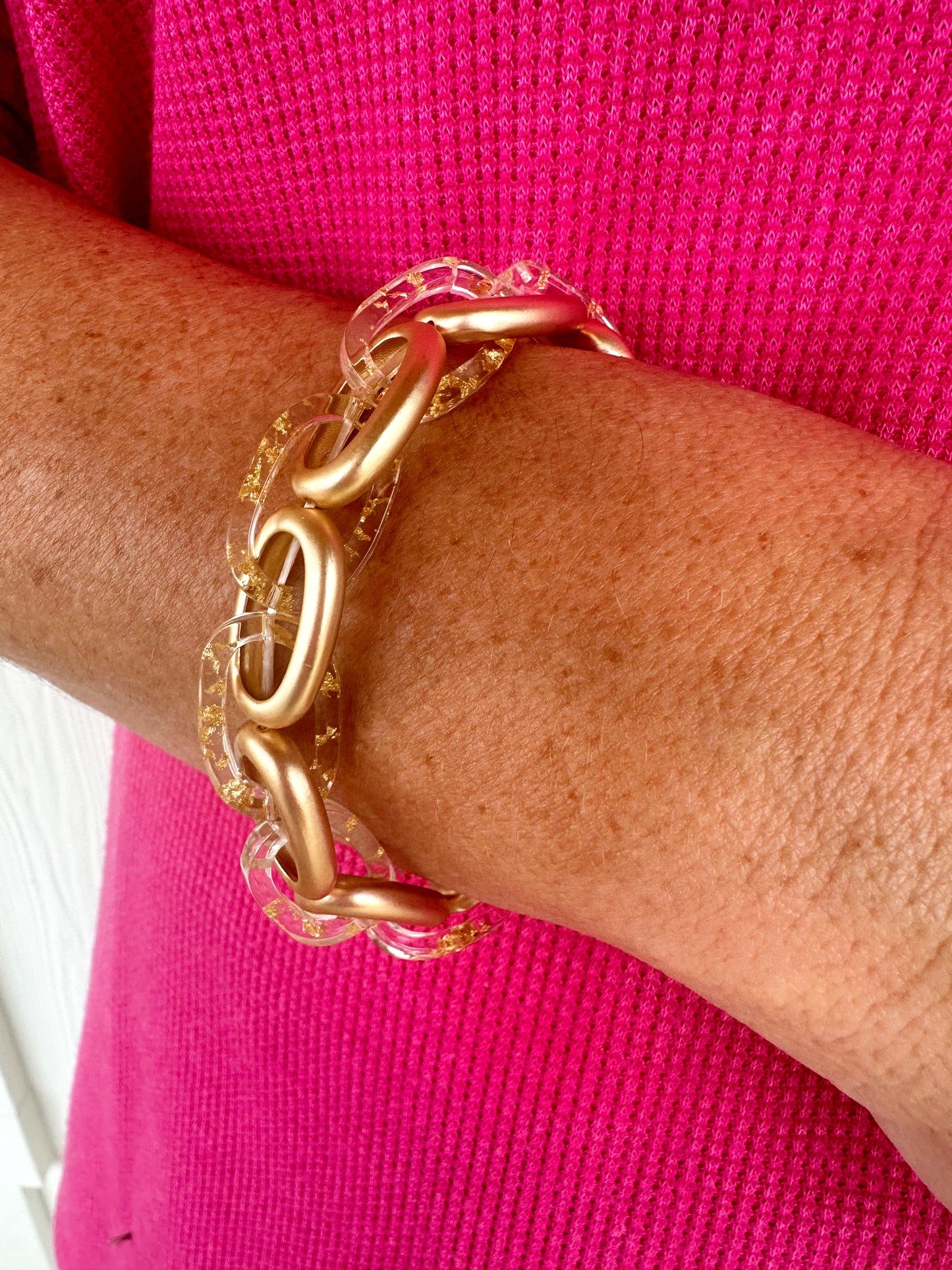Acetate Metal Flake Link Bracelet