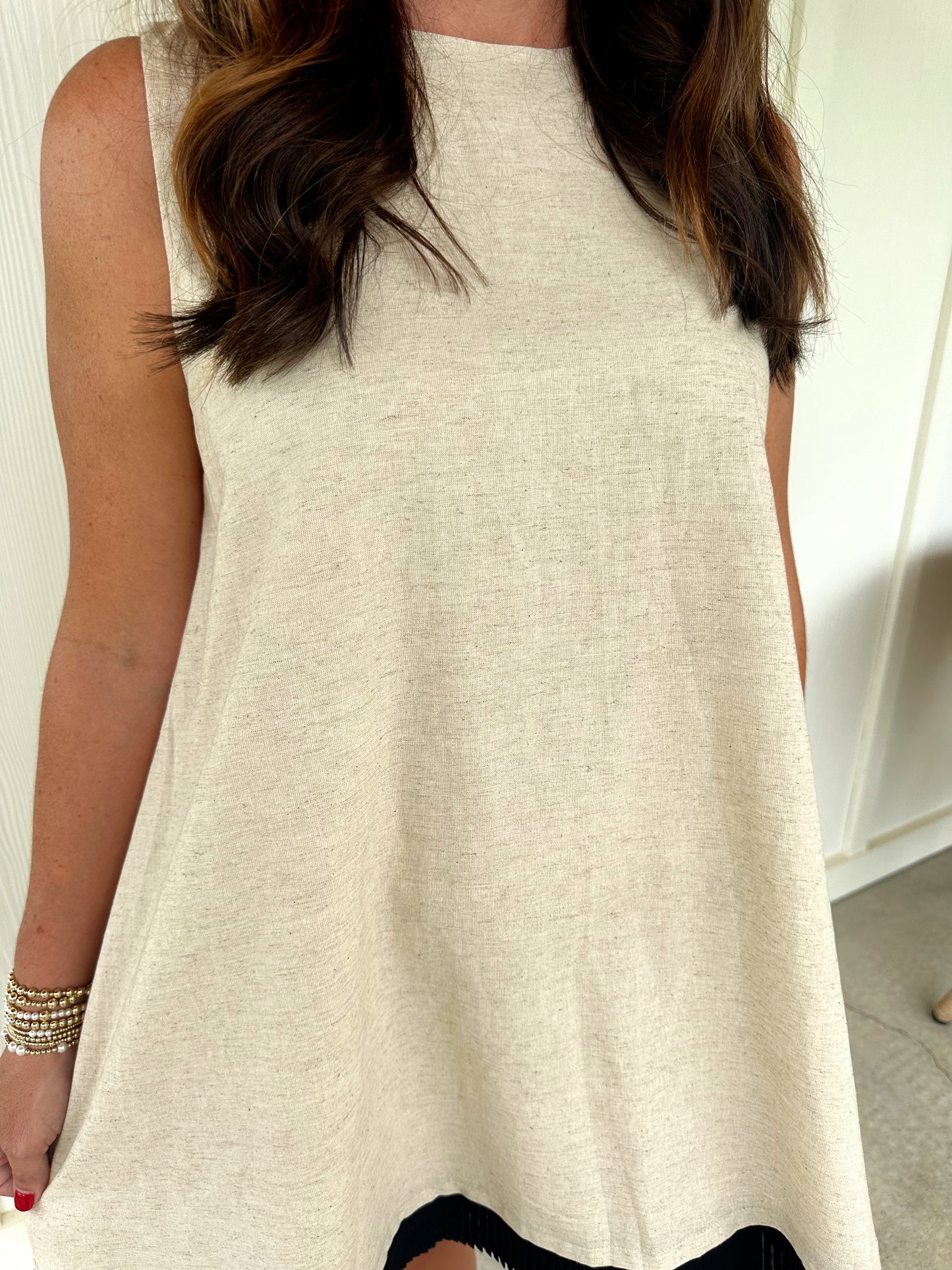 Oatmeal Dress Black Hem