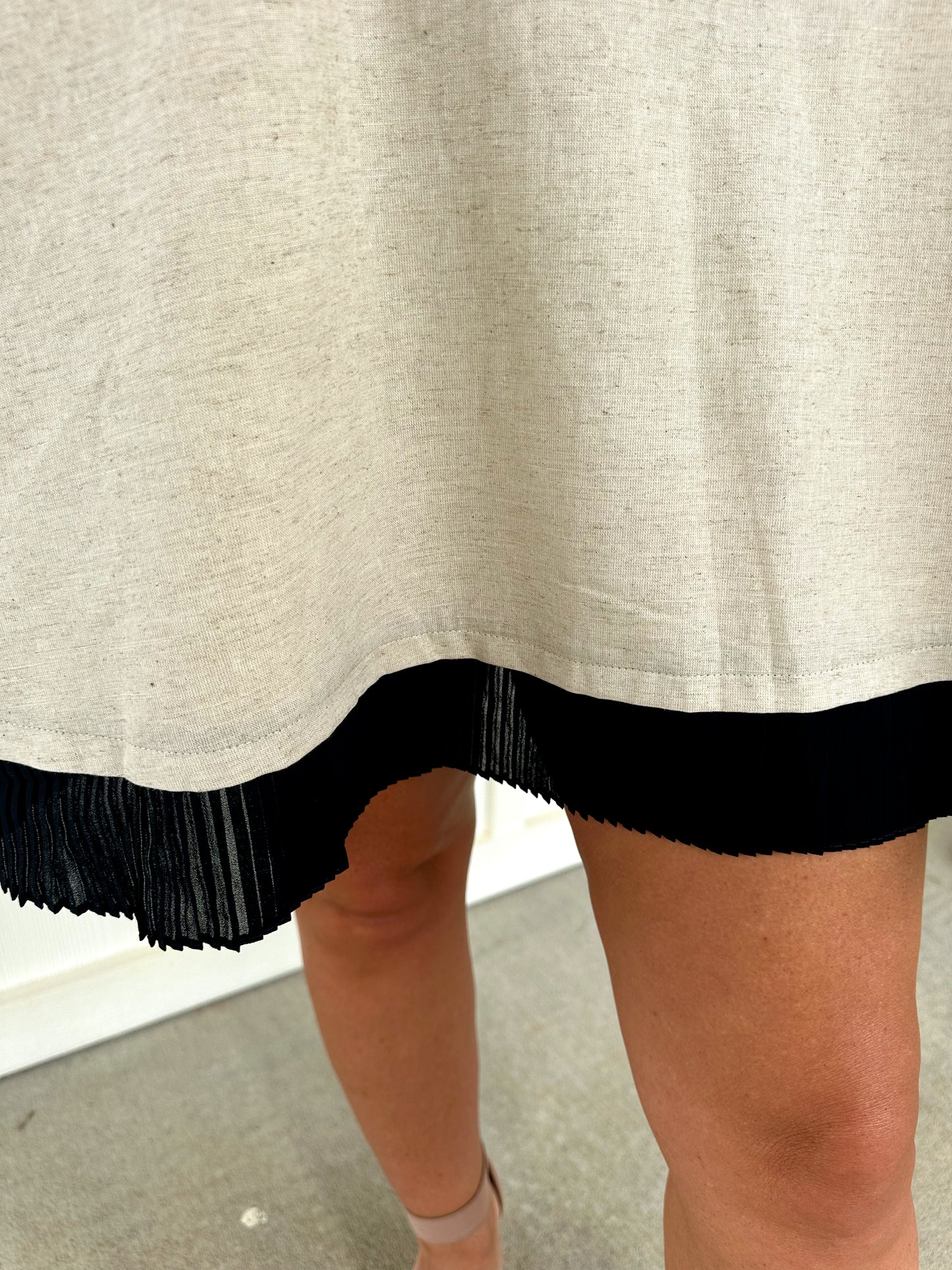 Oatmeal Dress Black Hem