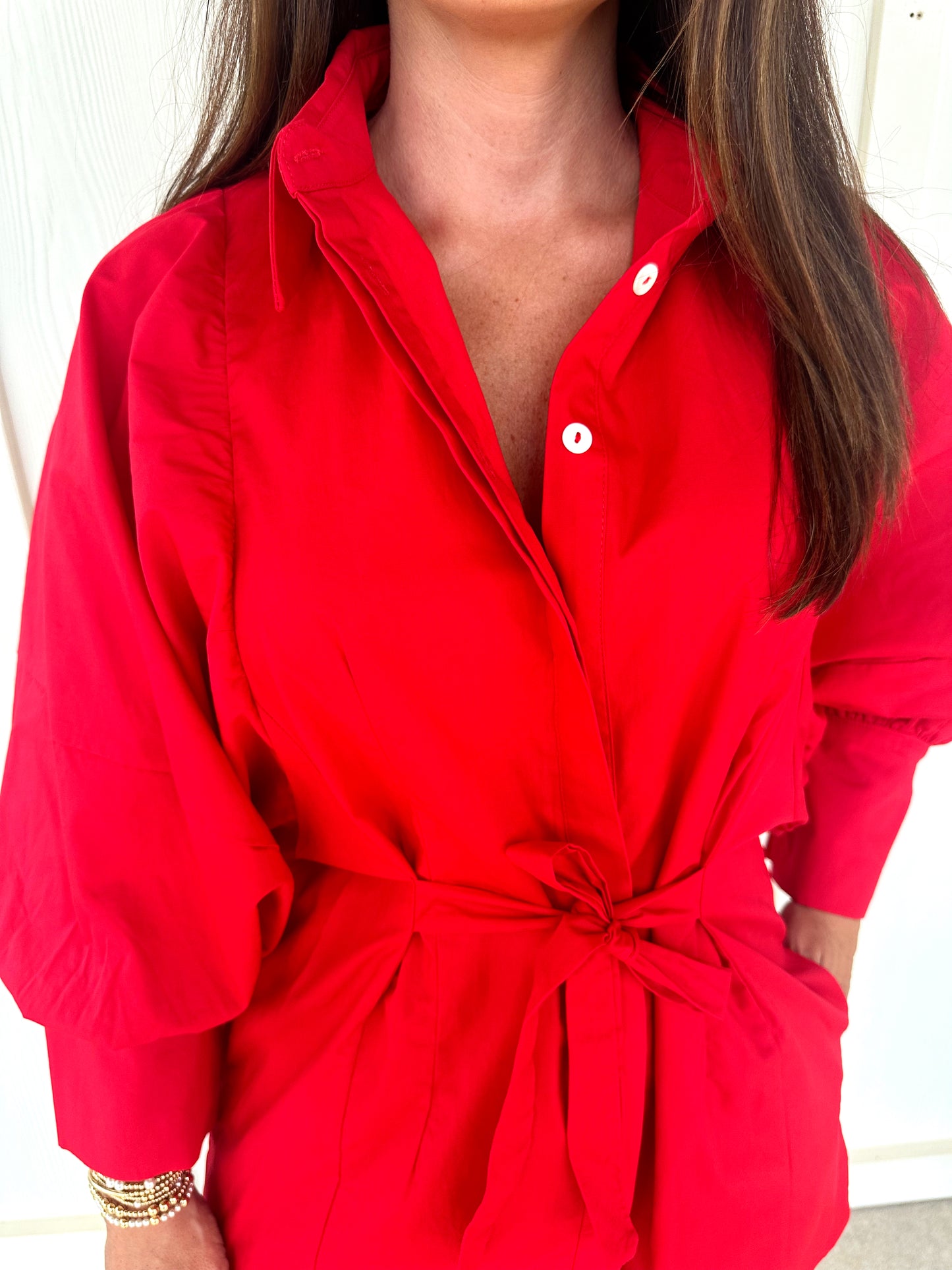 Wide Sleeve Red Mini Dress