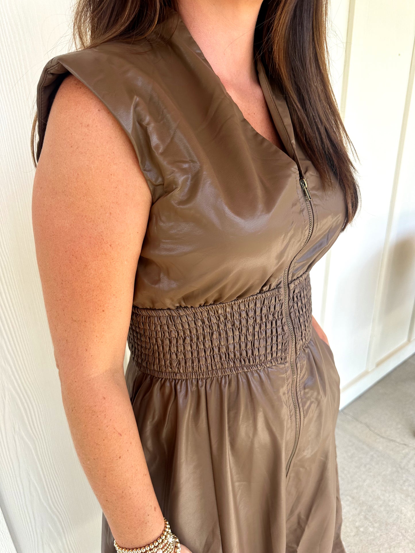 Mocha Mousse Leather Midi
