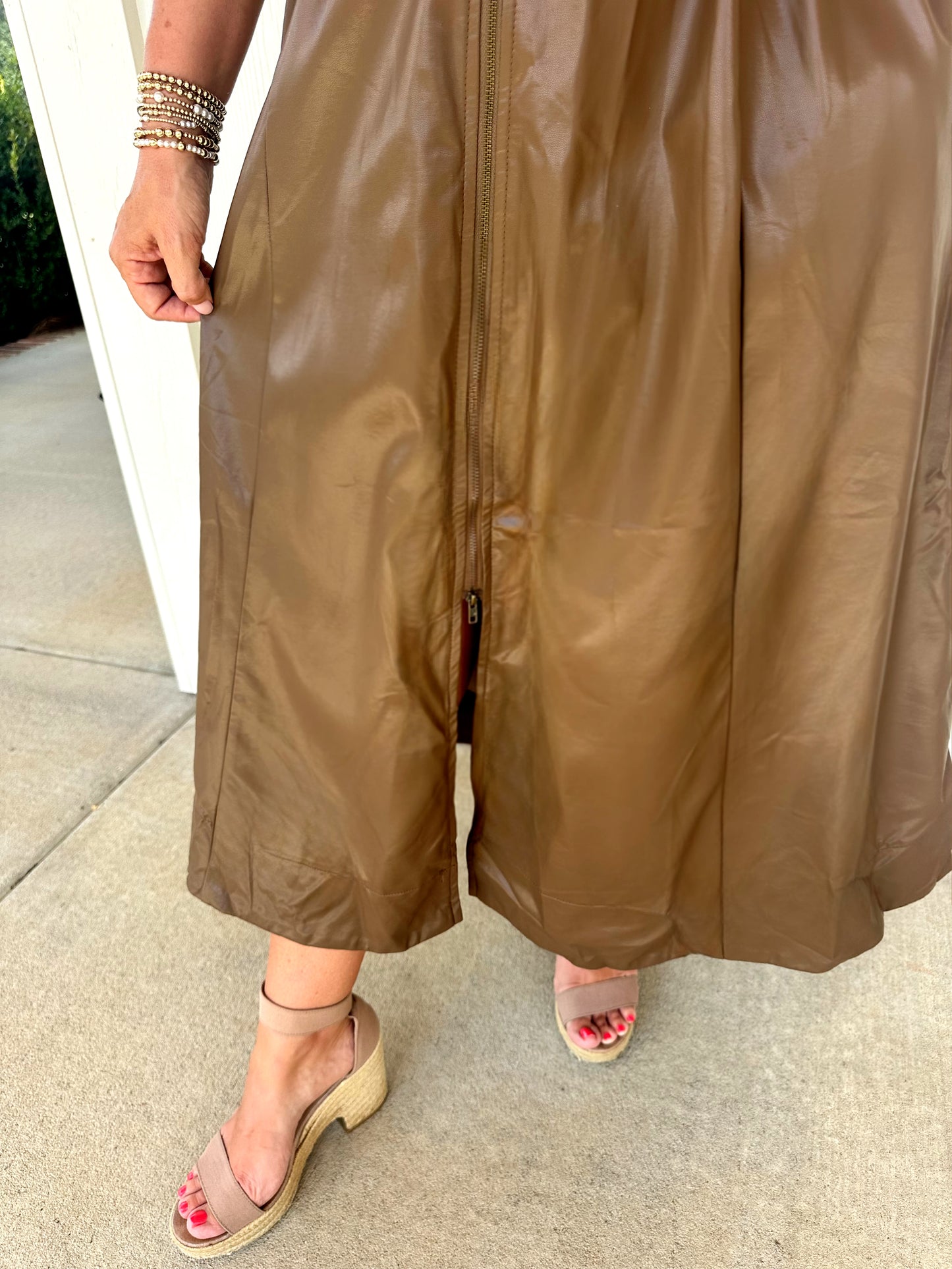 Mocha Mousse Leather Midi