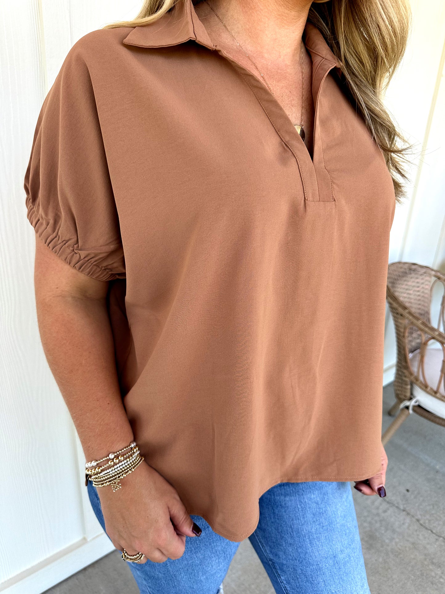 Mocha Collar Top