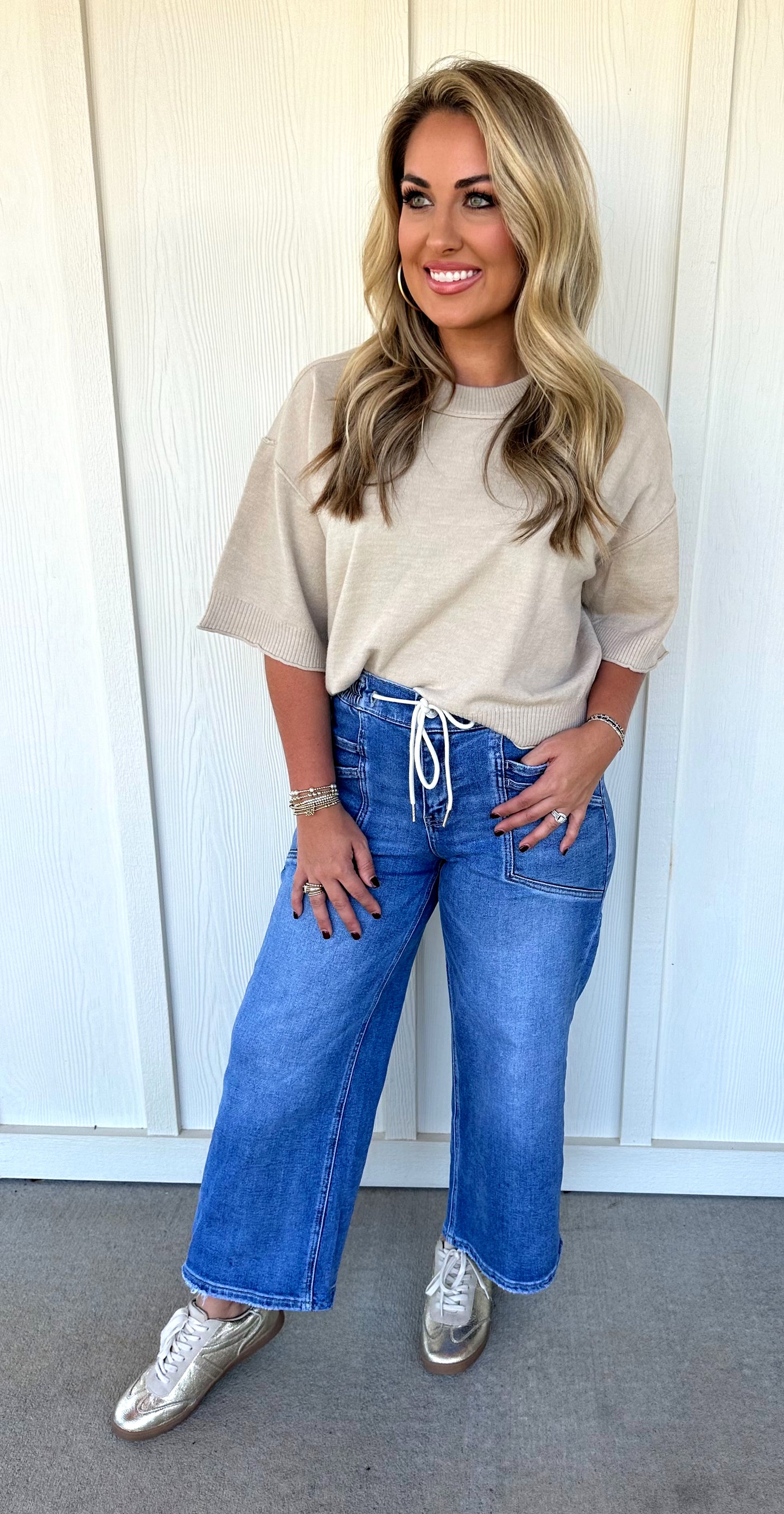Oatmeal 3/4 Sleeve Pullover