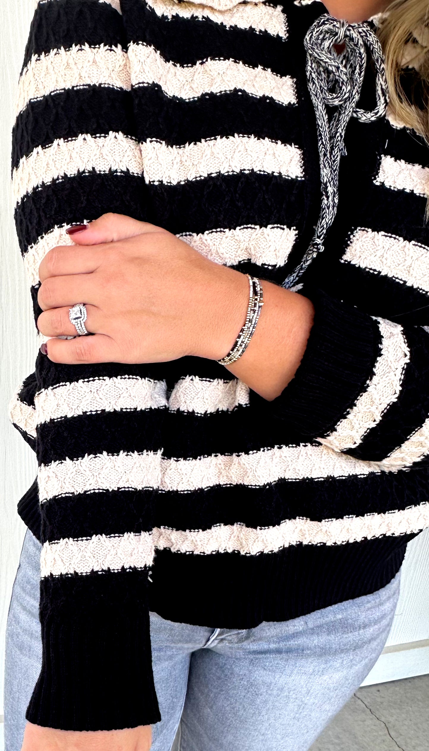 Black Cable Texture Top