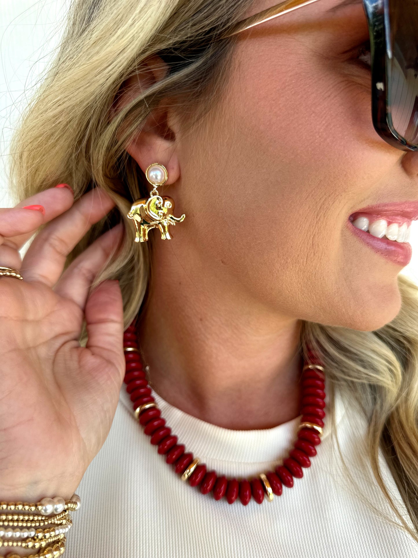 Elephant and Pearl Earrings