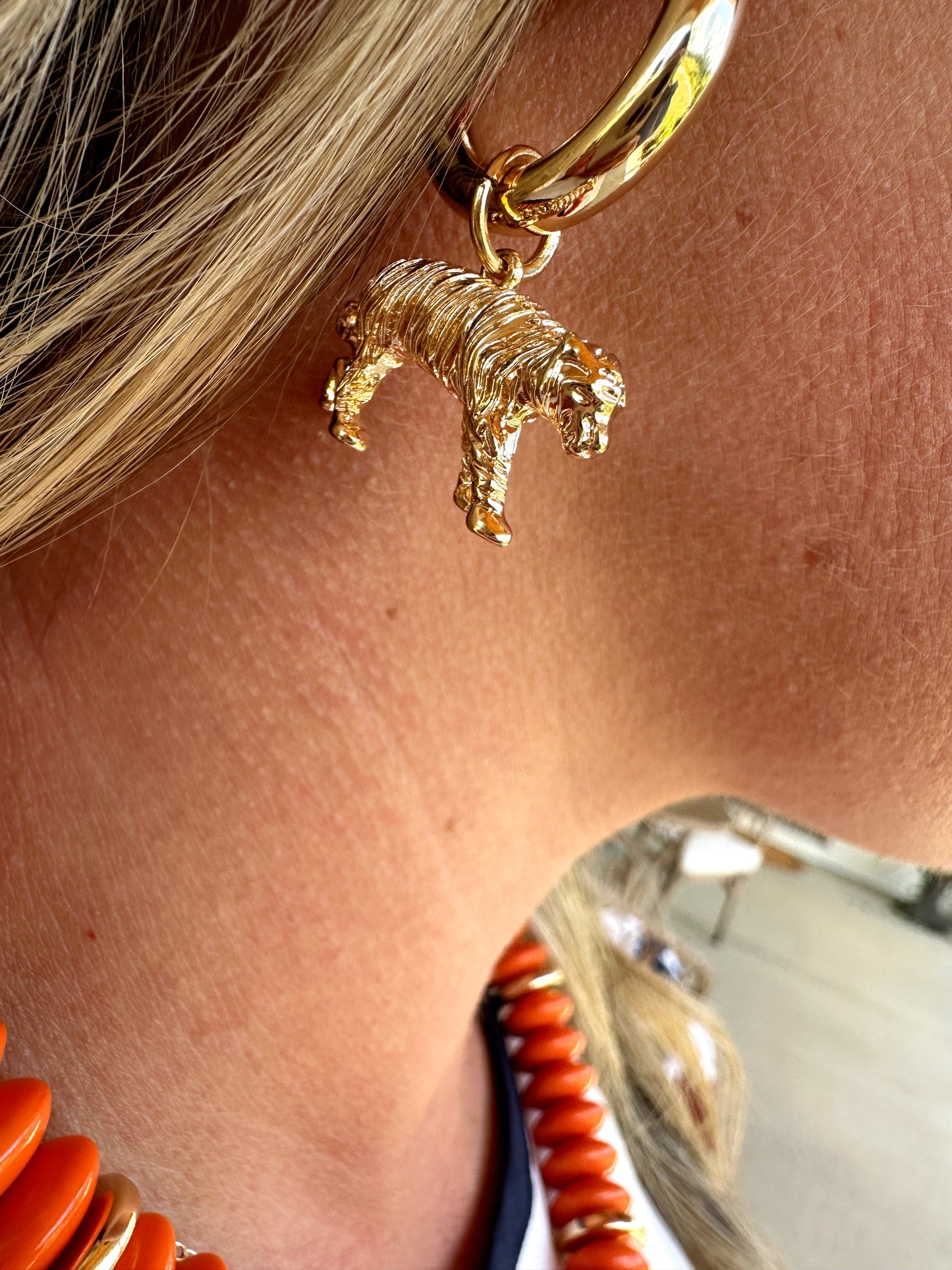 Tiger Charm Hoops