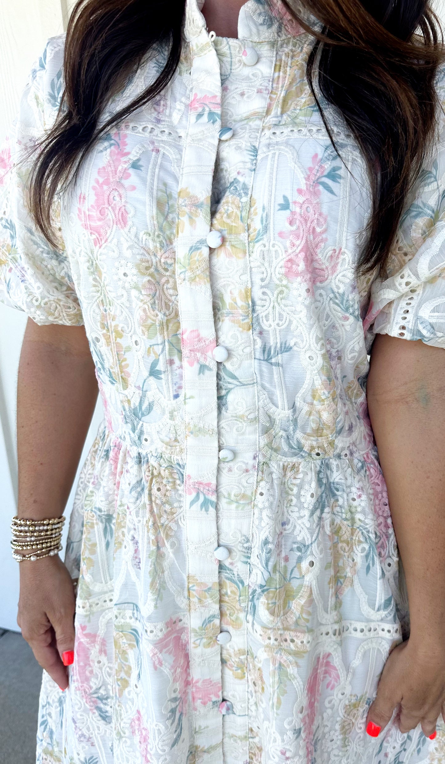 Multi Eyelet Maxi Dress